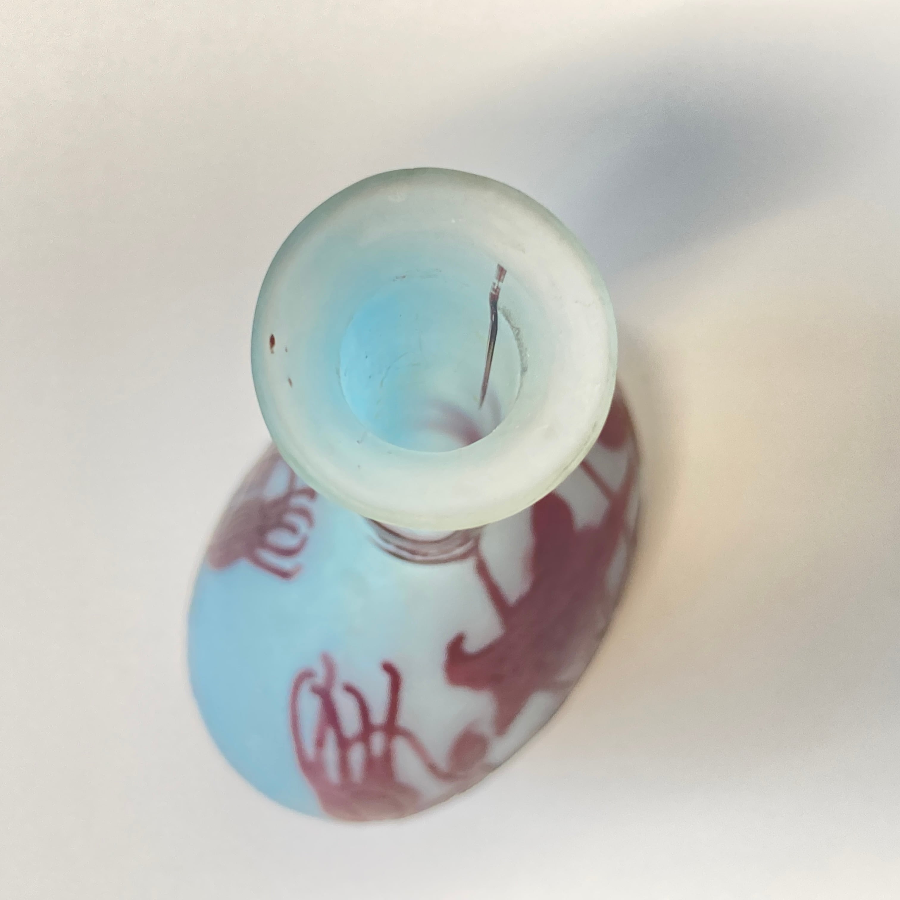 エミールガレ 鶴首 花瓶 カメオ彫り 被せガラス 高さ24cm