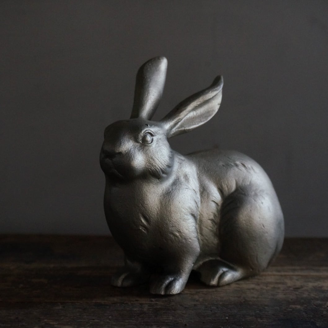 古銅うさぎ置物時代物