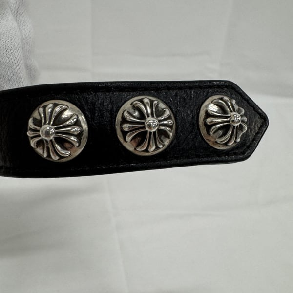 CHROME HEARTS/クロムハーツ 3ボタン2スナップ レザーブレスレット