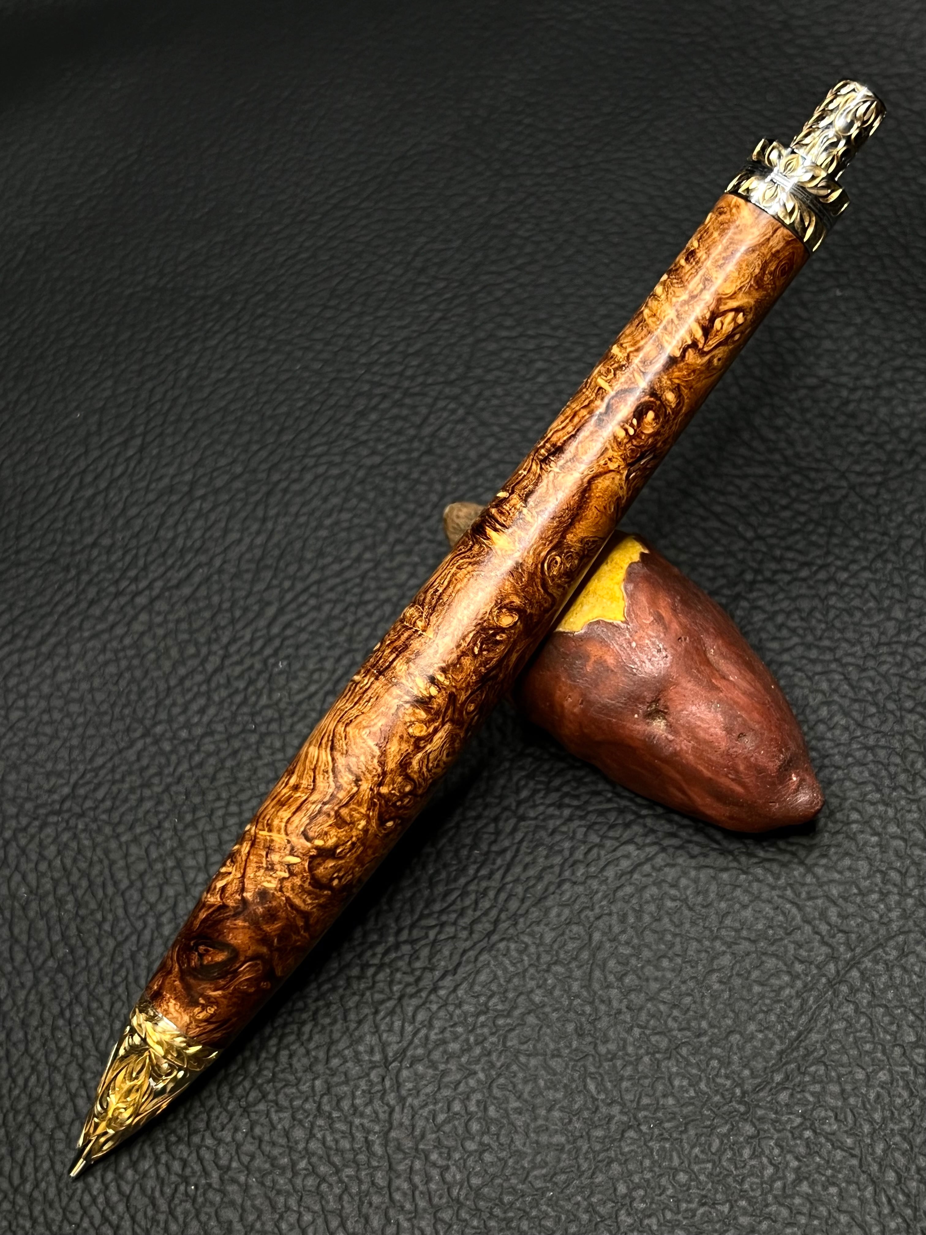 野原工芸インドローズウッド 新型シャープペンシル ゴールド 固定式