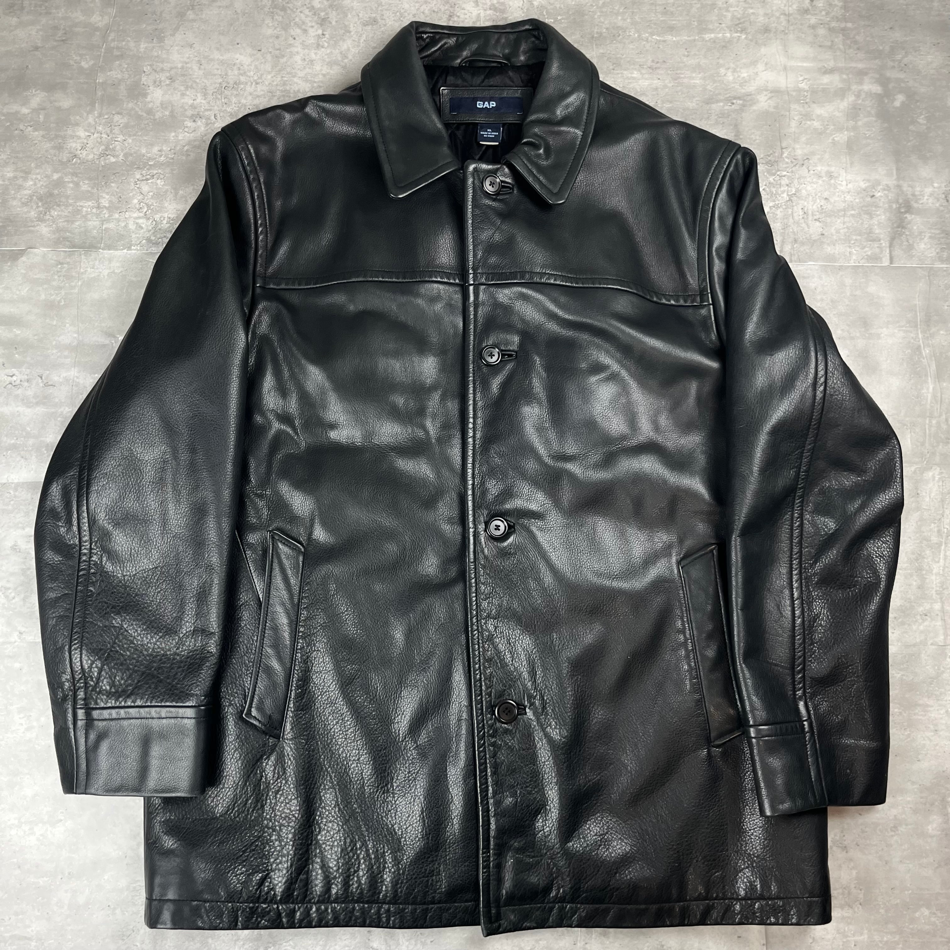 野村訓市着用 オールドギャップ レザーカーコート ブラック1385