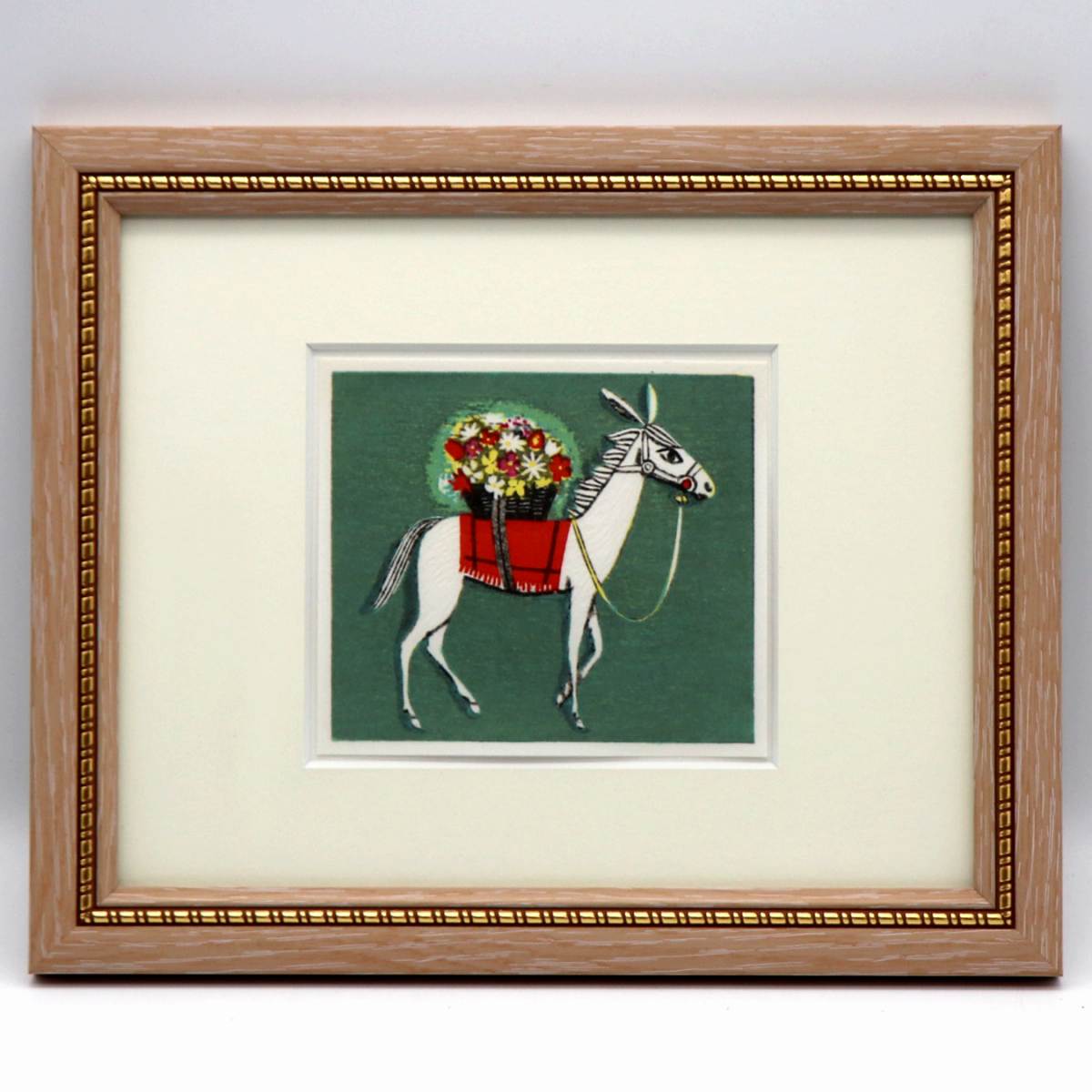 池田修三「旗の行列」1987年 68/300 木版画・オリジナル額装 HEP HALLで「