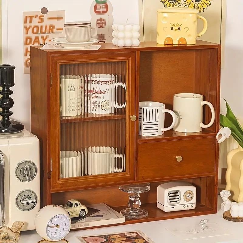 木製収納キャビネット ヴィンテージ レトロ調 アンティーク 卓上 収納
