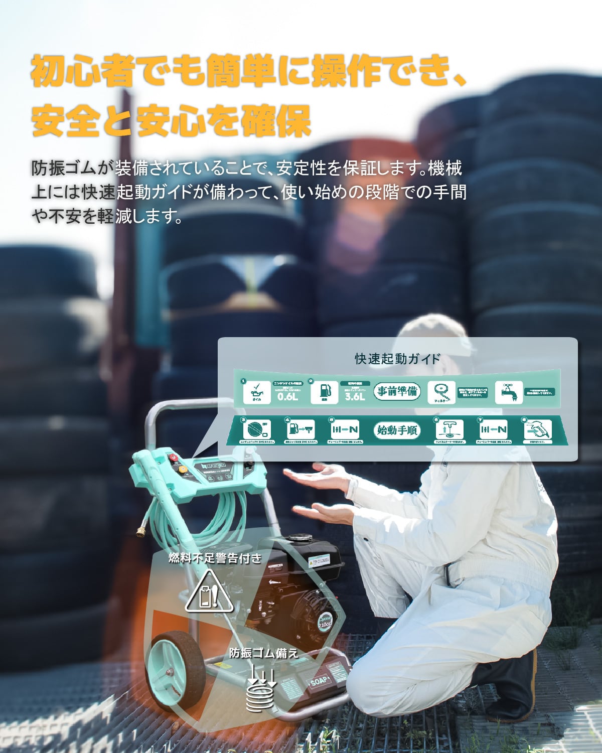 Kareyou（カレヨー）高圧洗浄機エンジン式 エンジ 付き高圧洗浄機