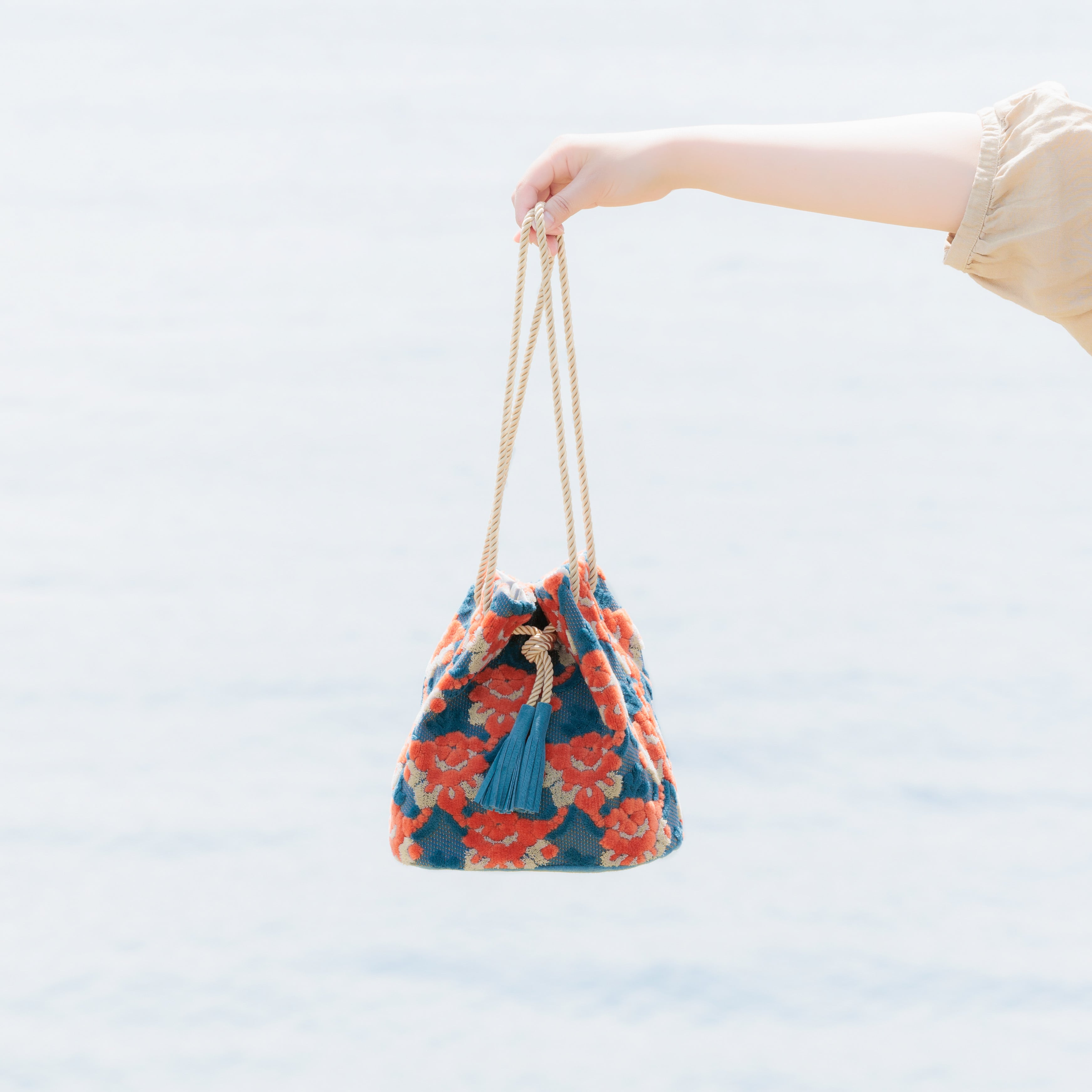 金華山巾着 ＜水色オレンジのマグノリア＞ | PUPU LAUKKU ププラウック
