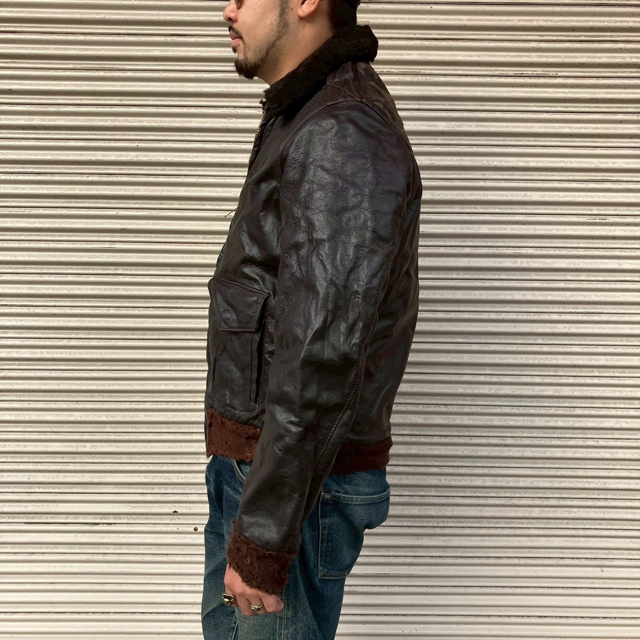 70s USA製 L.L.Bean G-1 裏ボア ムートン フライト レザー ジャケット