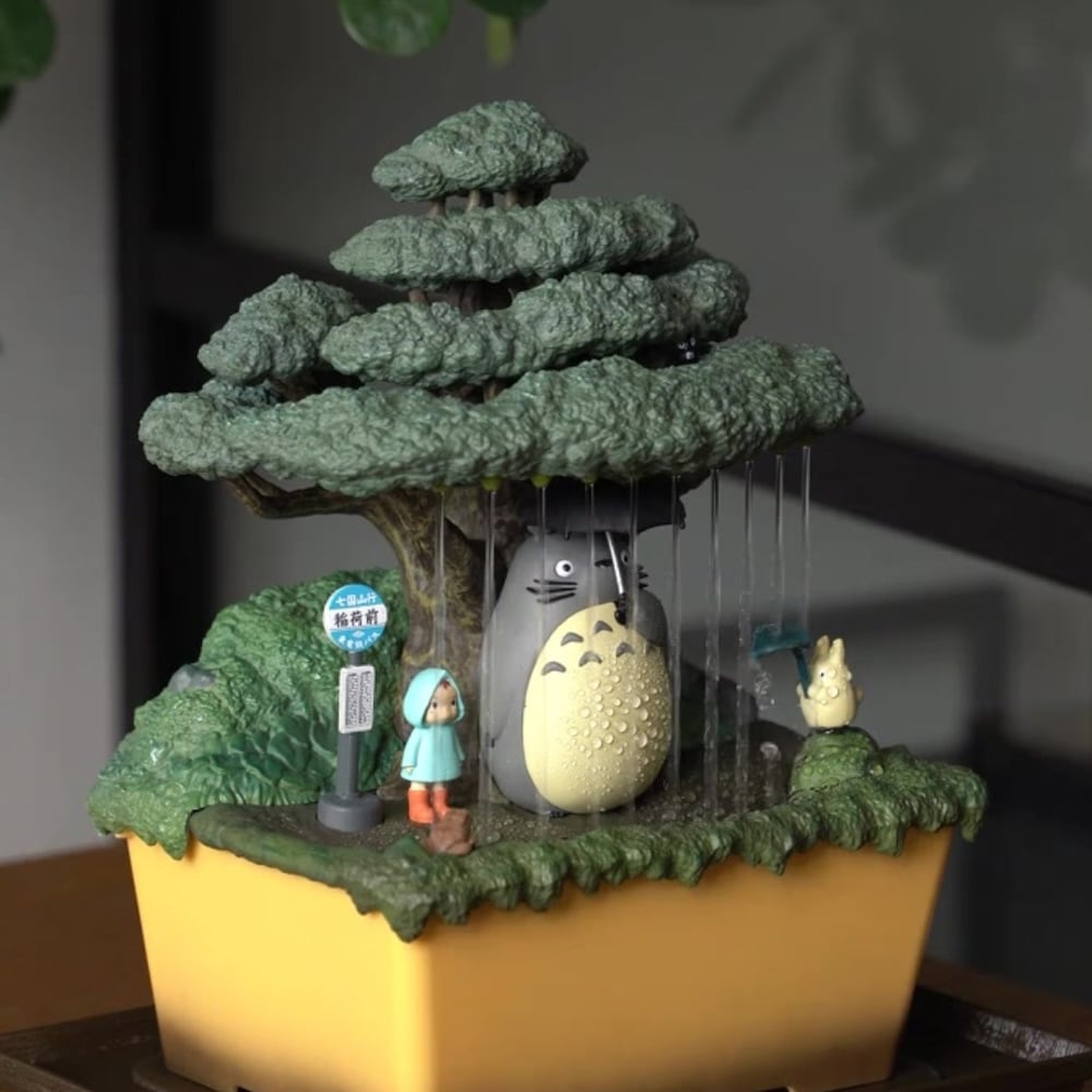 再入荷】となりのトトロ 置物 / オブジェ ウォーターガーデン BONSAI笠