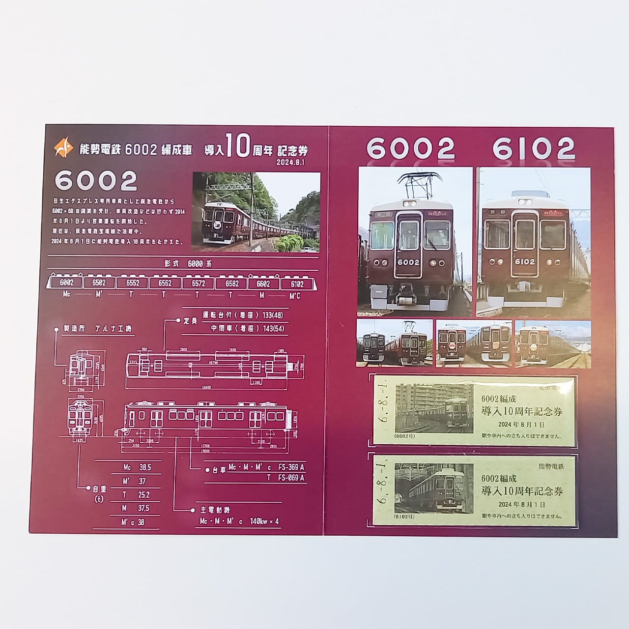 6002編成 導入10周年＞記念硬券2枚セット | のせでんショップ