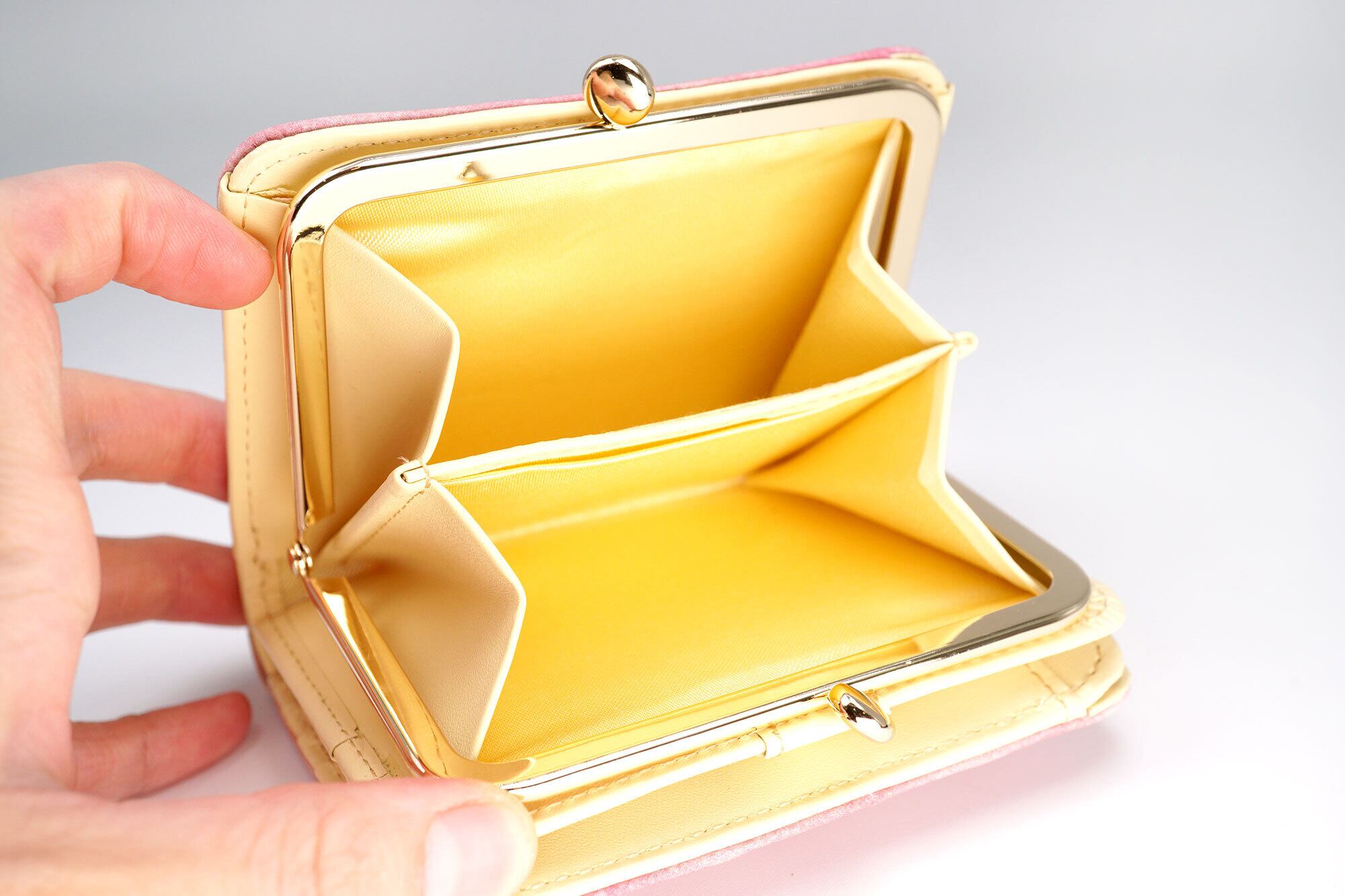 皇居限定 がま口 財布 本革 黄色 皇居限定 財布】イエロー レザー 二