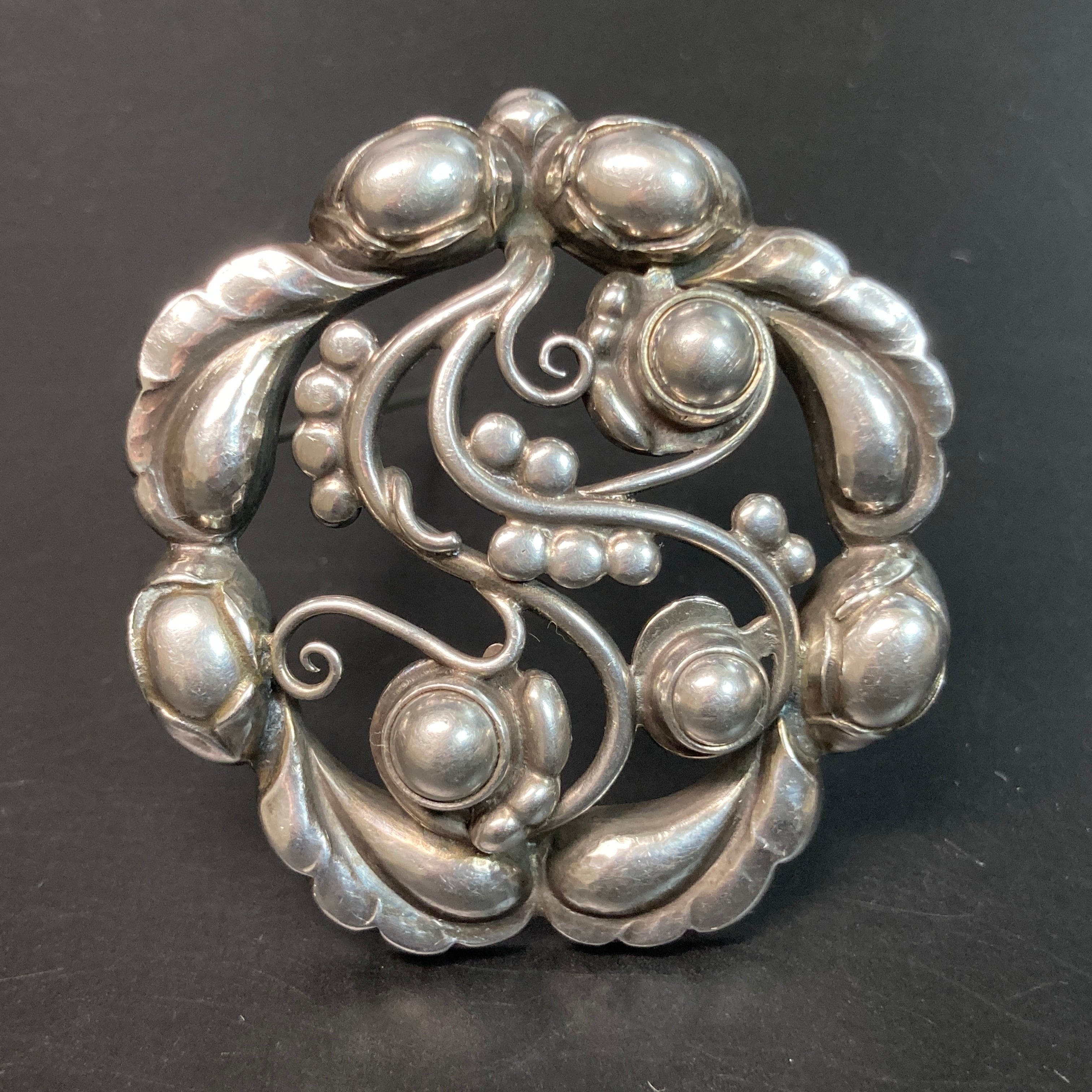 ジョージジェンセン ブローチ 20 リーフ サークル 925 シルバー 3603