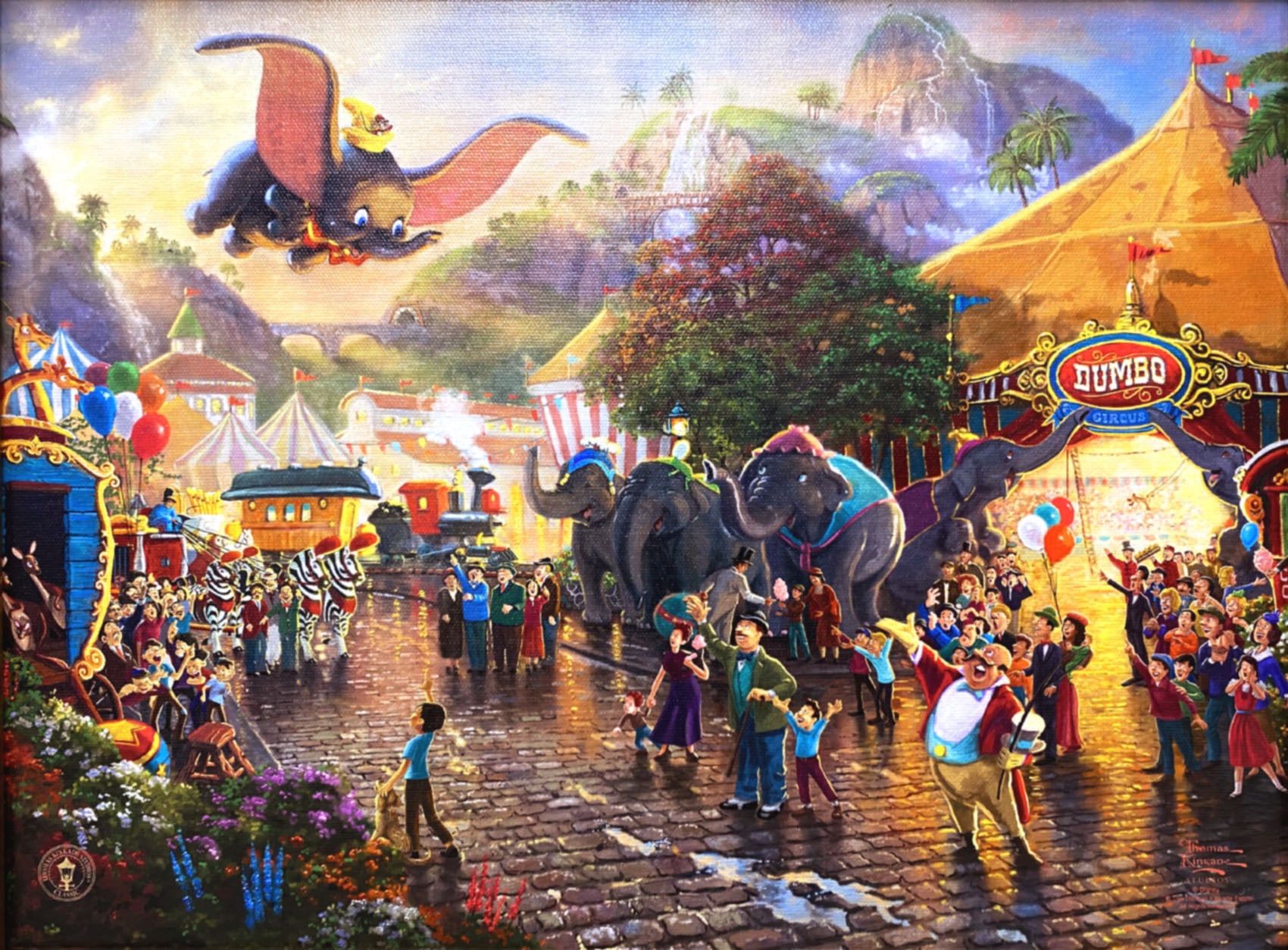 ディズニー絵画 ダンボ 作品証明書 展示用フック付キャンバスジークレ