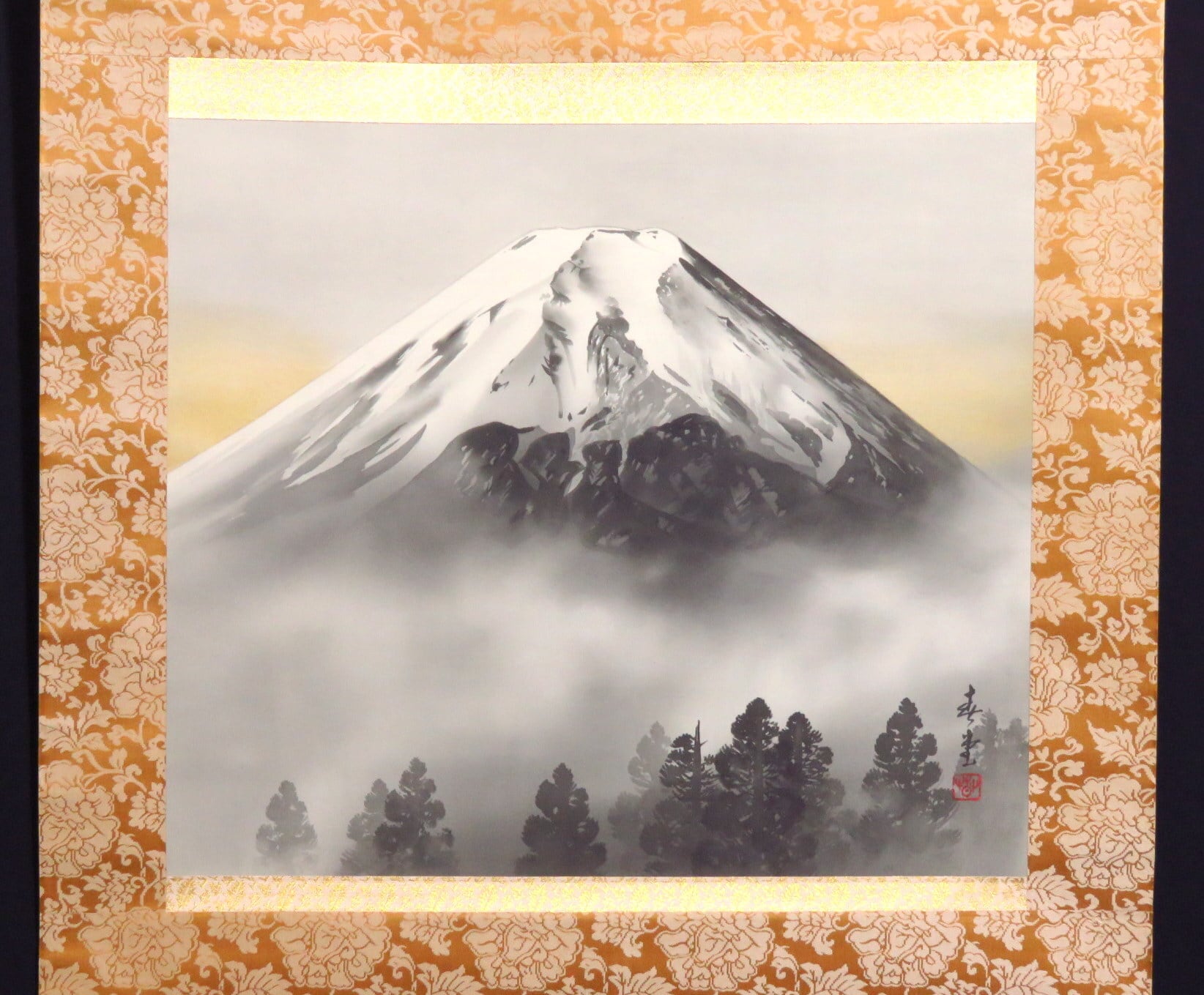 春翠筆 墨山水図 掛軸 絹本 【公式通販】