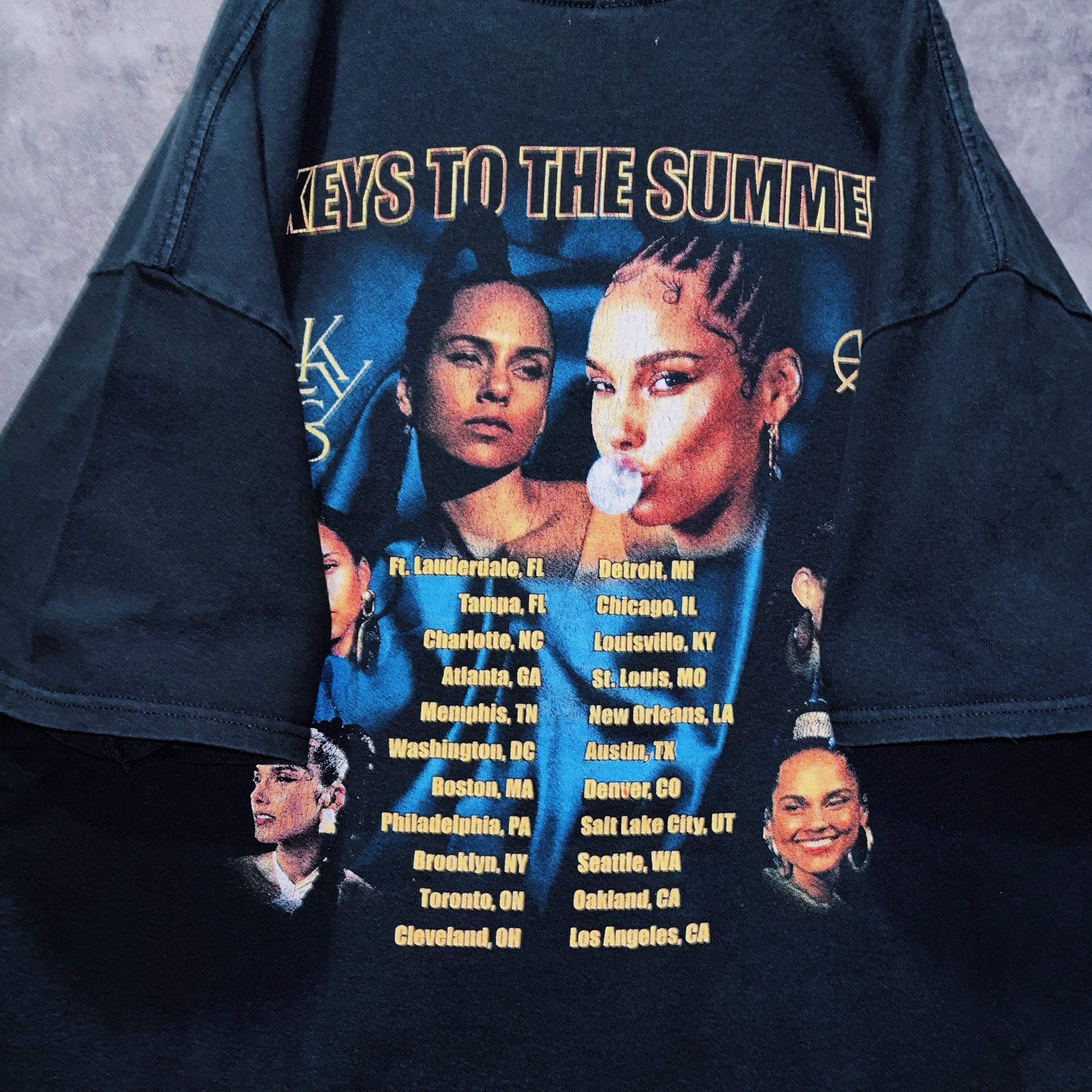 doppio】vintage “Alicia keys” Keys to summer tour face print
