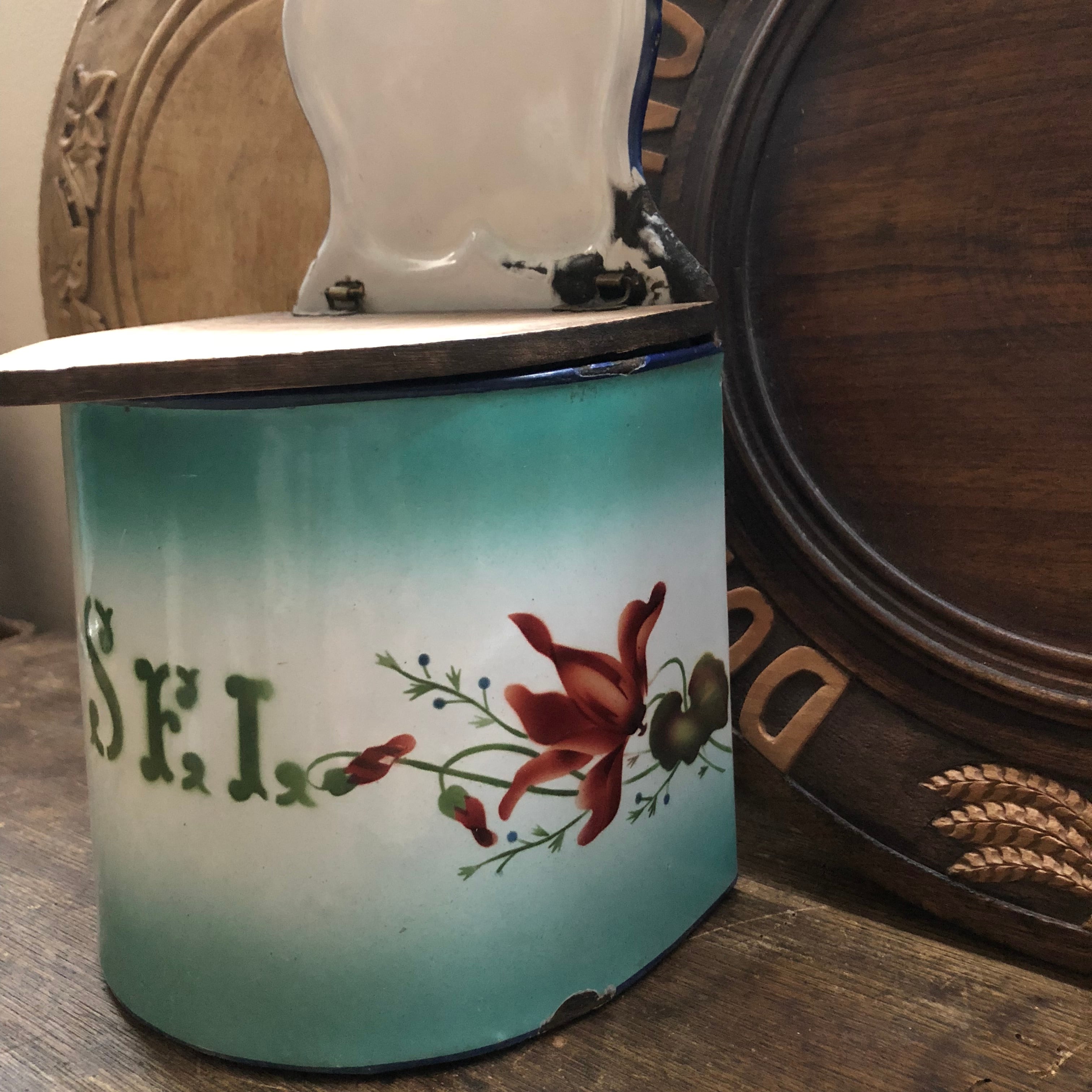 フランス アンティーク ホーロー sel缶 JAPY フランスアンティーク