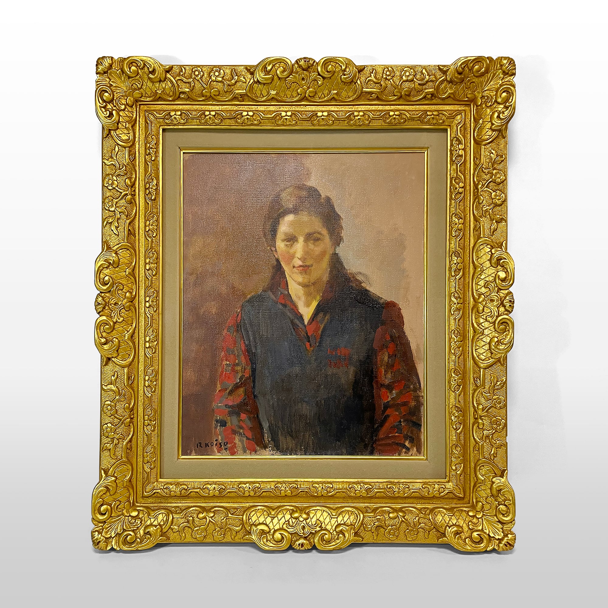 真作 小磯良平 婦人像 エッチング 72/100 直筆サイン 銅版画 美術品 小磯