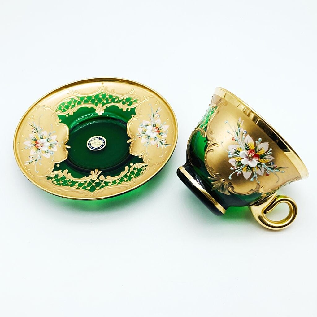 ラグーナムラノ 24k金彩 高級ベネチアングラス 4客セット