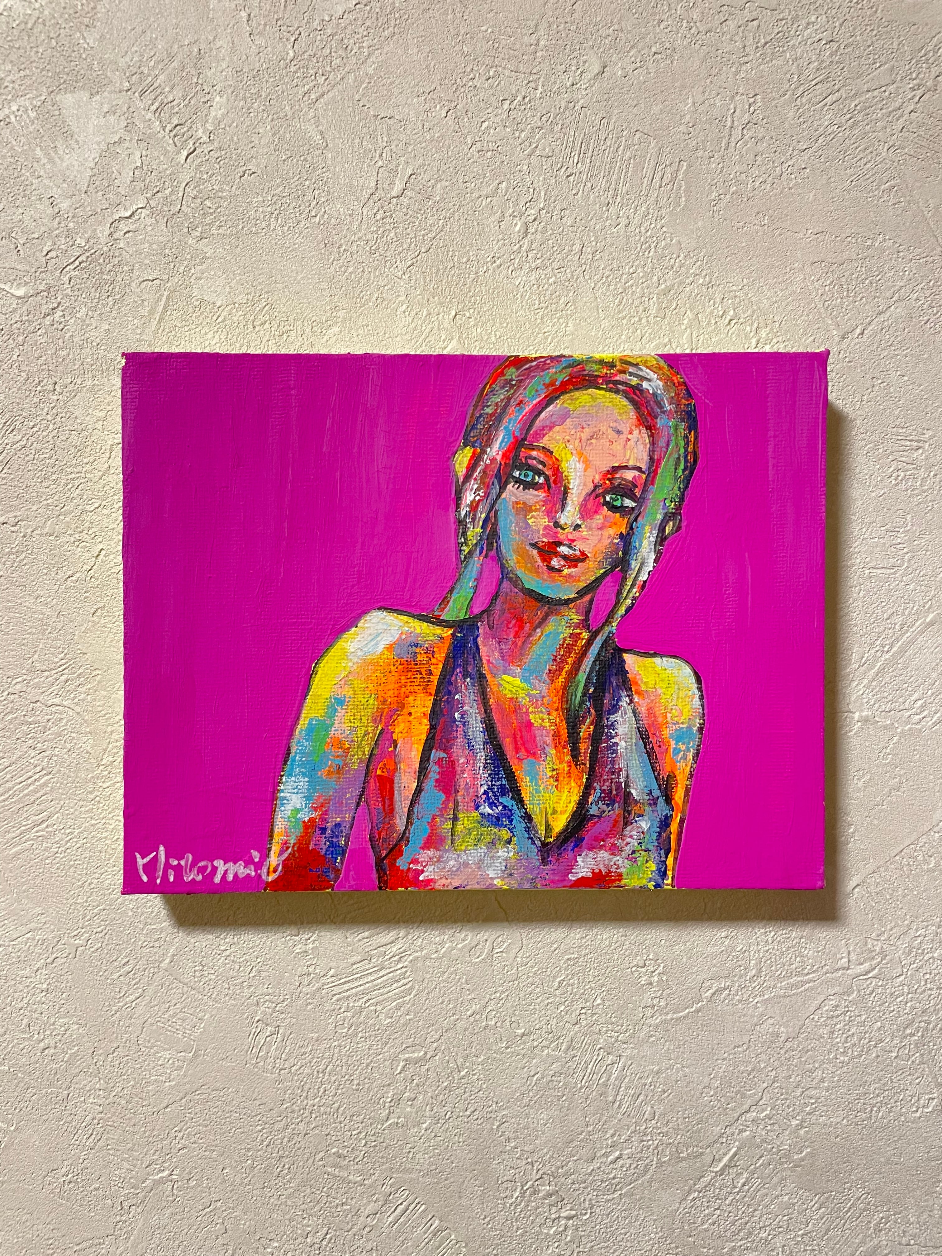 A-73/24】人物画 女性画 アクリル画 原画 絵画 現代アート キャンバス