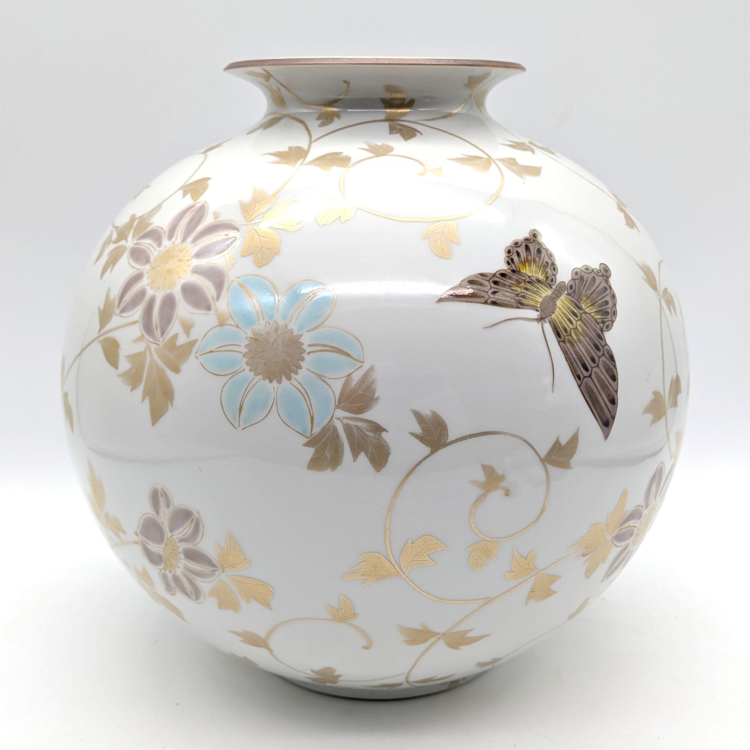 希少 舩木道忠 白釉柳文扁壼 扁壼 壺 花瓶 花器 共箱付き 舩木研兒