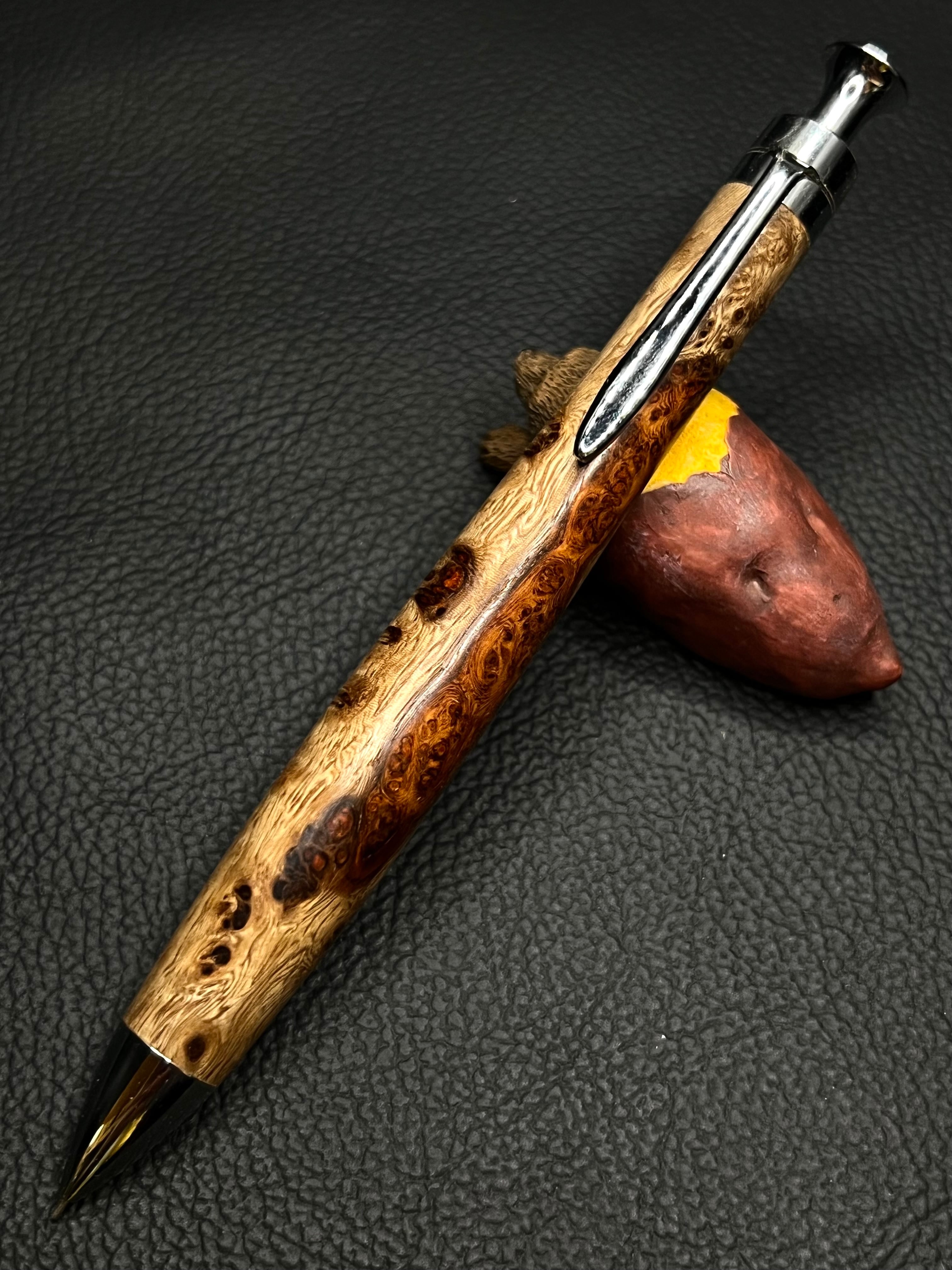 野原工芸 花梨 シャープペンシル ゴールド 斑紋黒染色パーツ 花梨