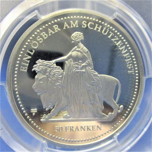 ウナとライオン 2002年 スイス射撃祭 50フラン銀貨 PCGS PR68DCAM