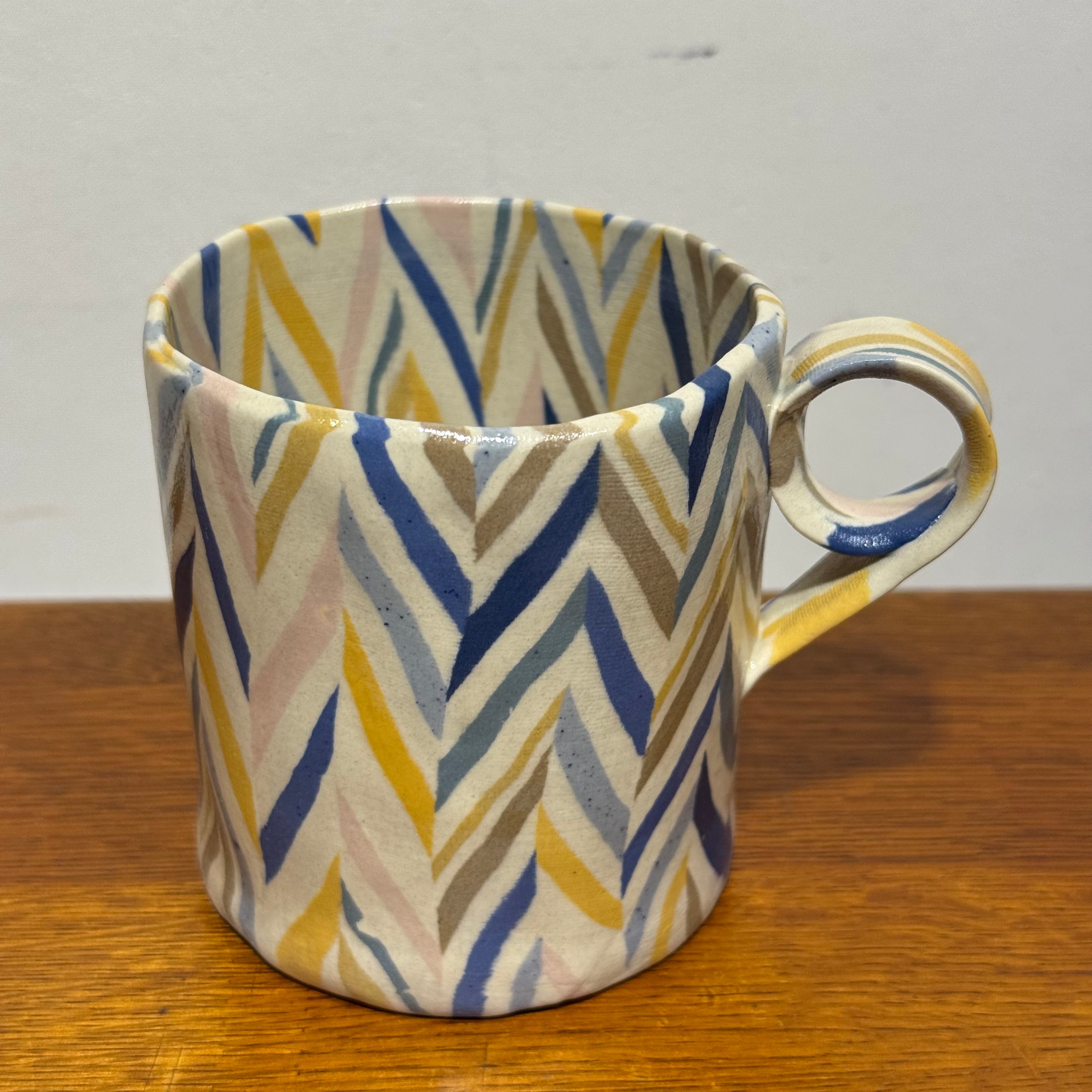 茶道具 瀬戸焼 更紗窯 長江哲男作 練上茶碗 共箱 V 6280 茶道具