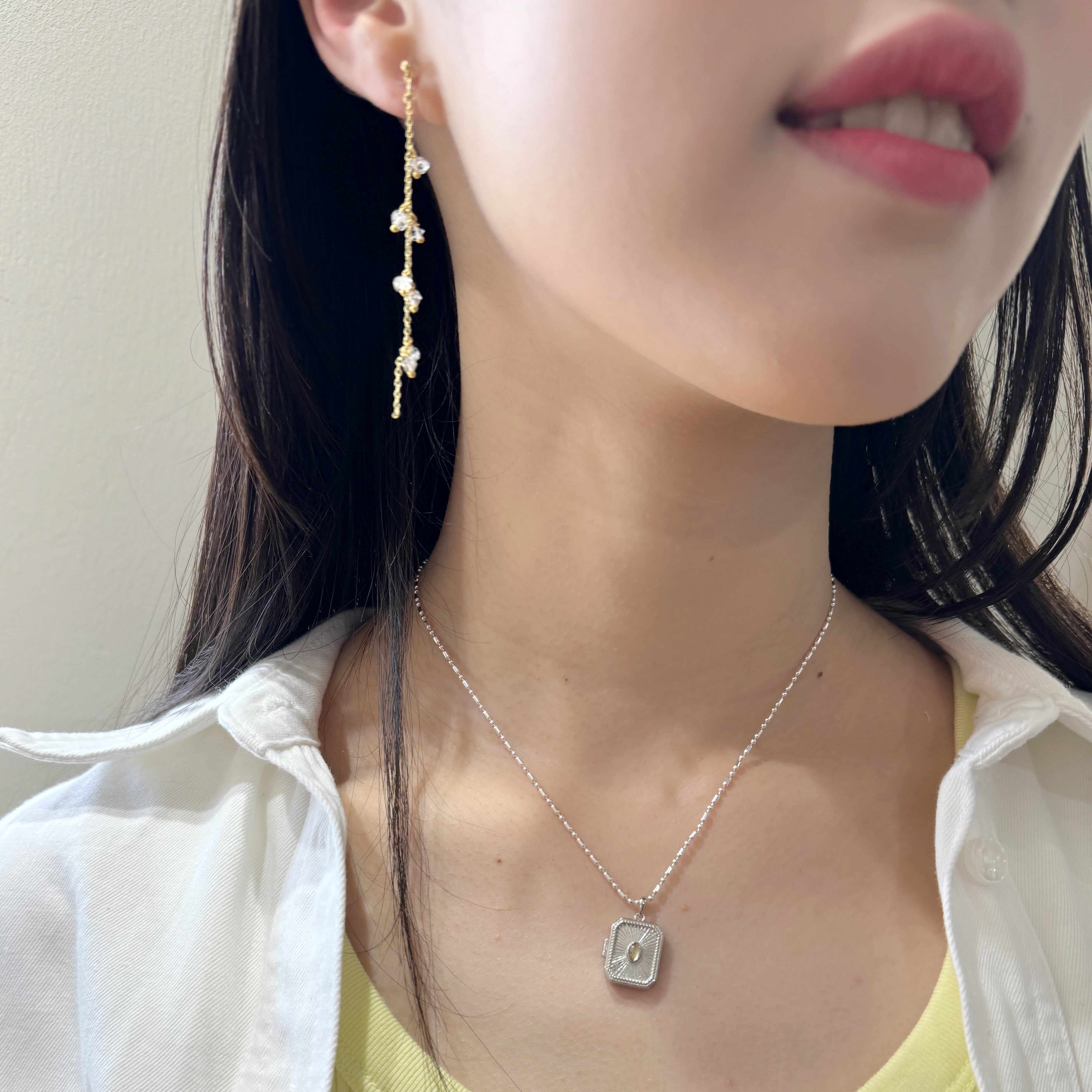 新品シルバー925 ダックスフンド ハーキマーダイヤモンドピアス ネックレス