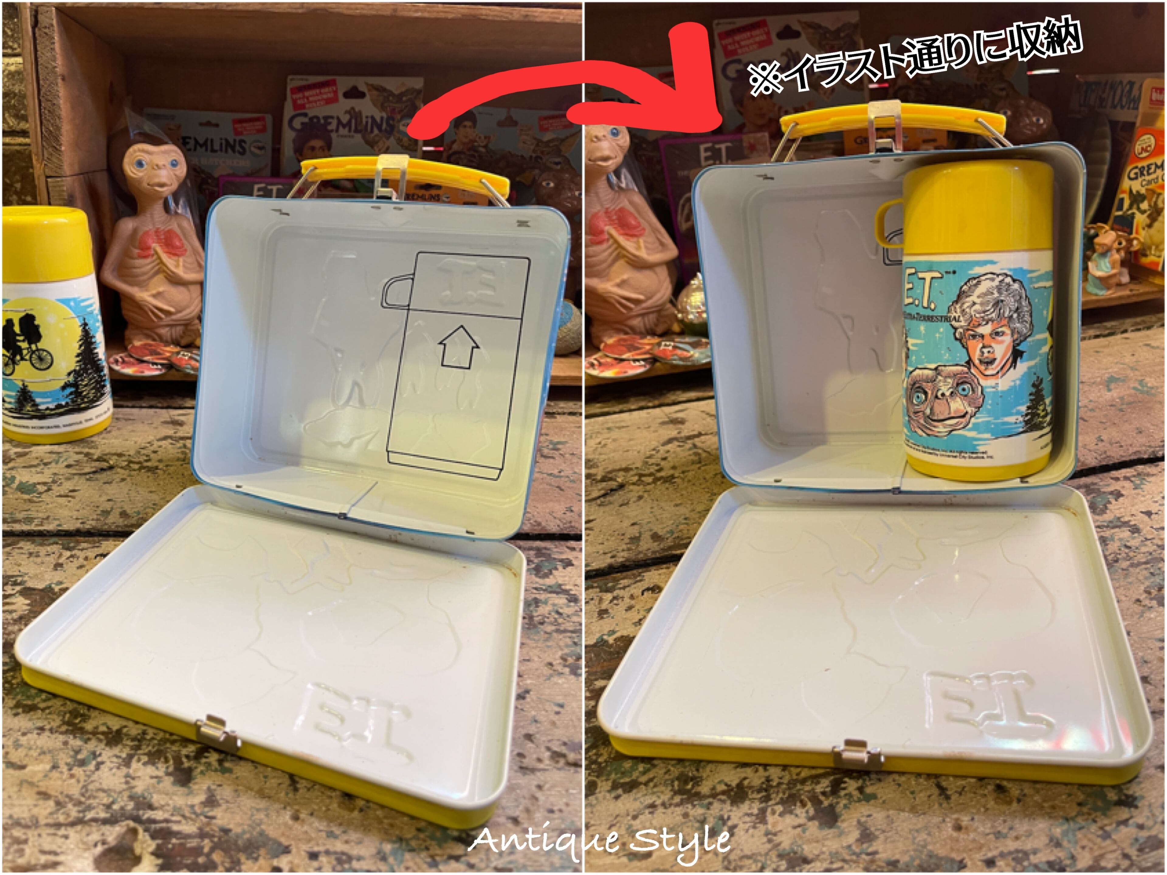 1982 ' アラジン E.T. ヴィンテージ ランチボックス 水筒付き ALADDIN