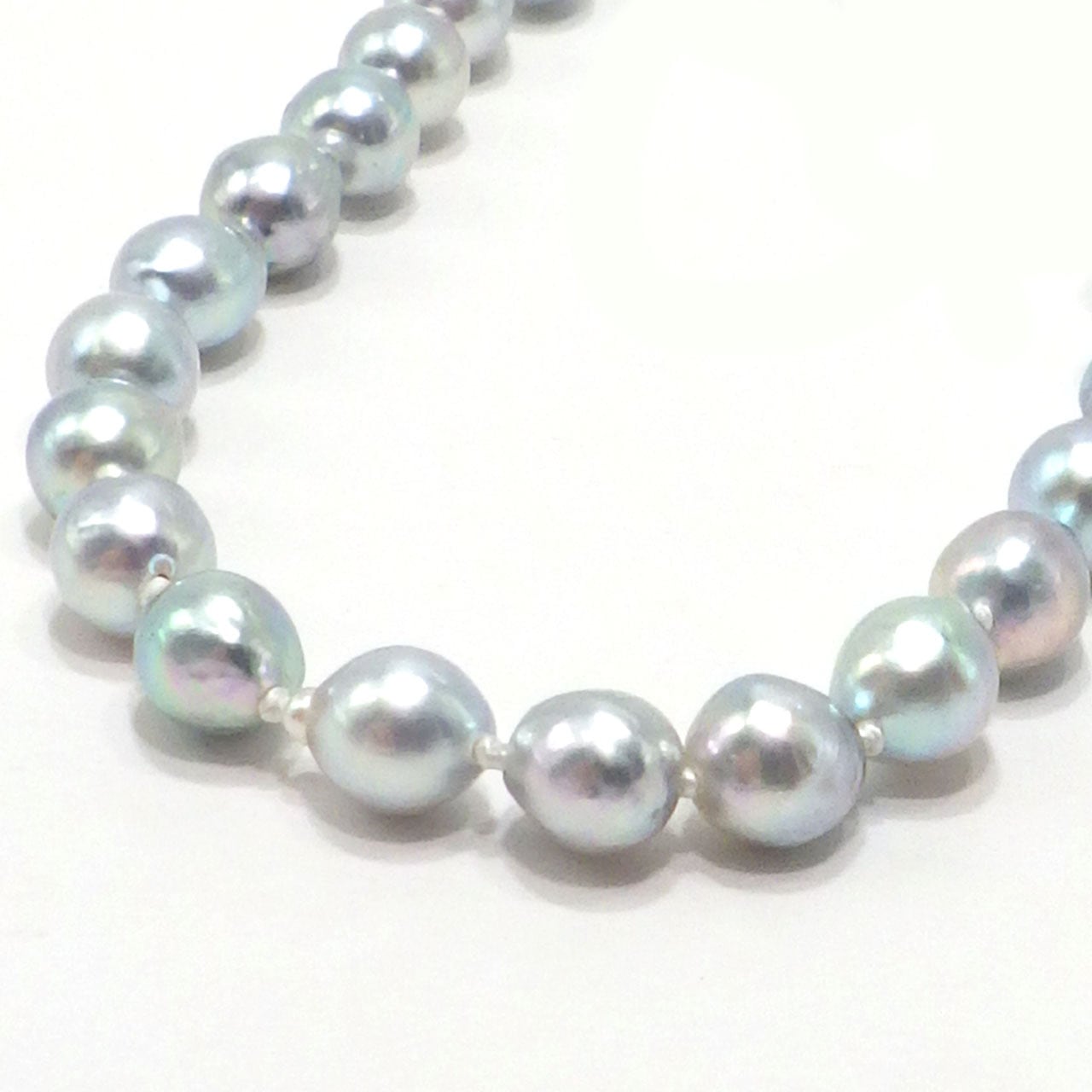 アコヤ真珠ベビーパールバロックネックレス・ナチュラルシルバーブルー