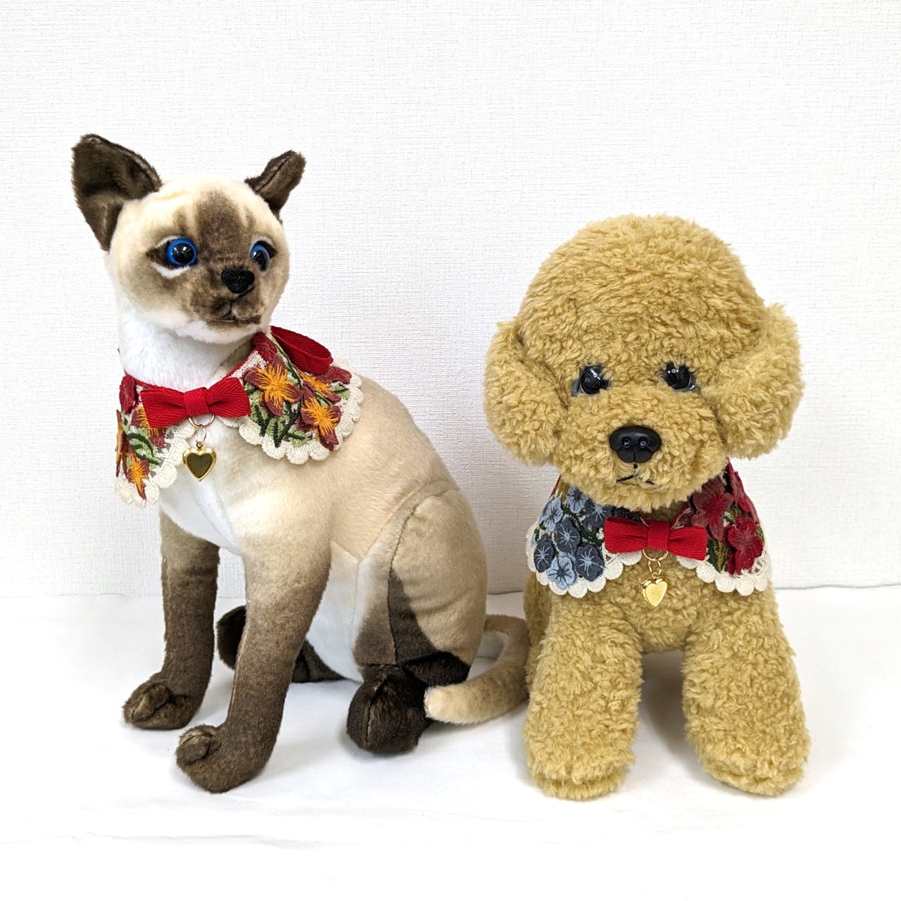 和風つまみ細工付き(赤②)わんちゃん猫ちゃん用襟つき首輪