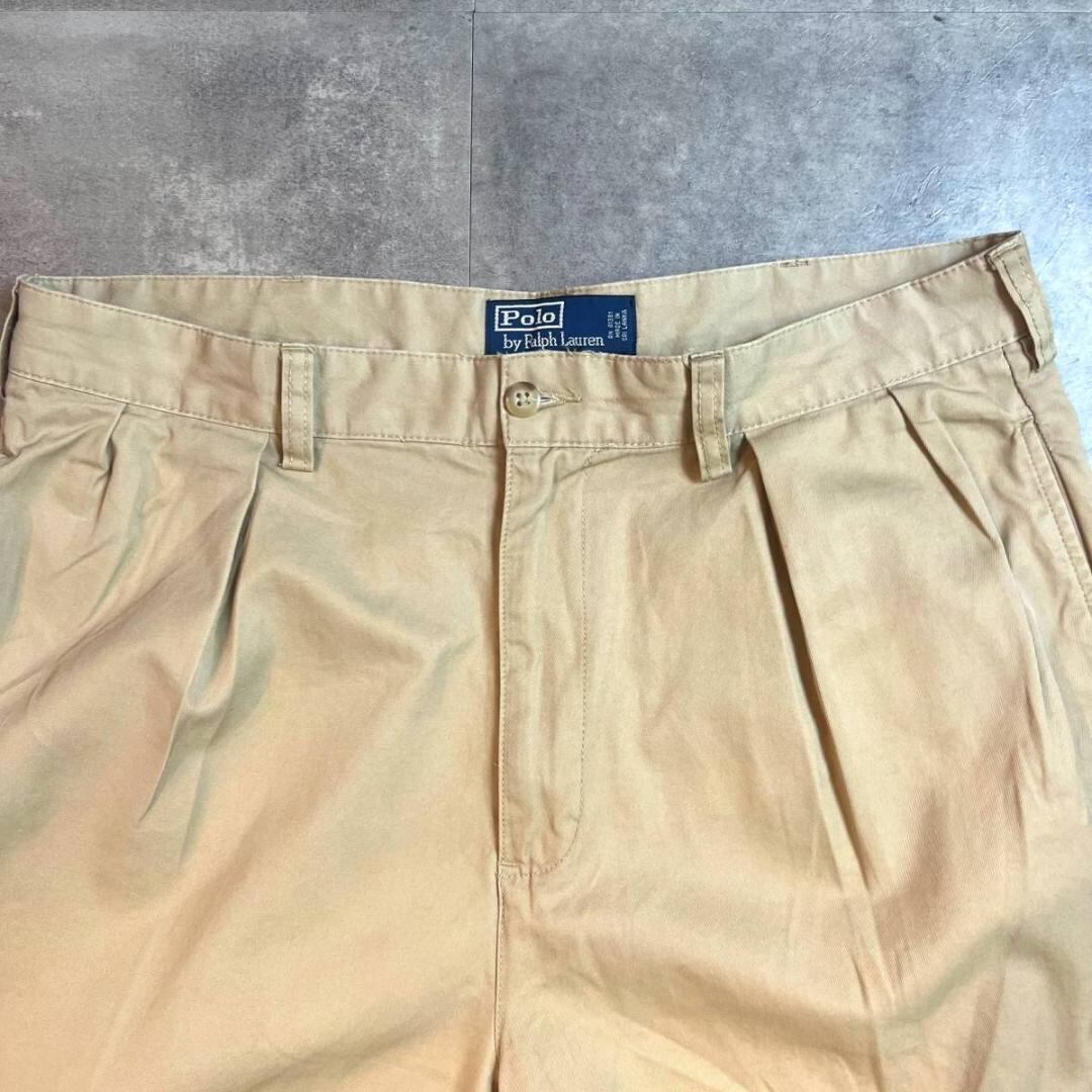 90s ポロ ラルフローレン ツータック チノショーツ カーキ 34 POLO