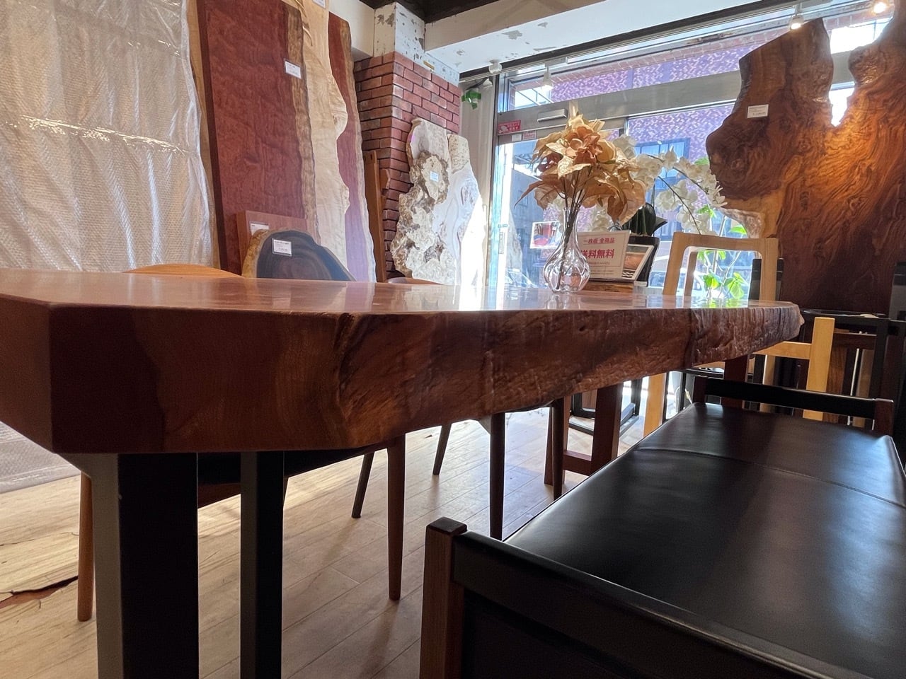 OUTLET】欅（ケヤキ）【玉杢】_1750×660-790-840×58_新宿店_テーブル天