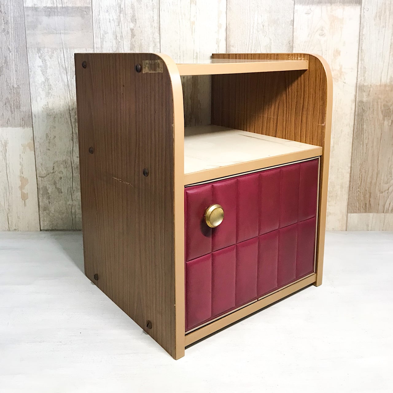 カリモク】ダークブラウン 木製キャビネット オールドカリモク 電話台