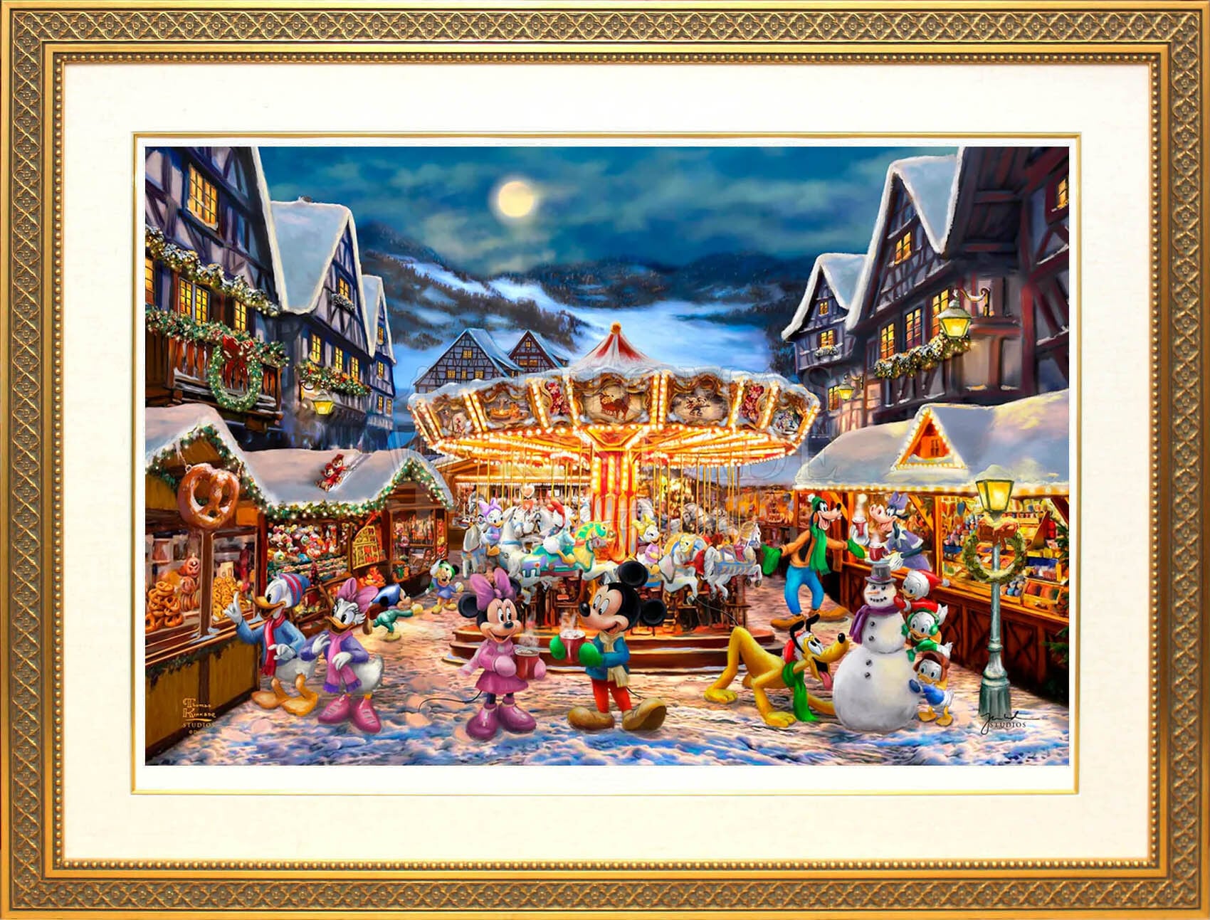 ディズニー絵画 ピノキオ/ゼペットのピノキオ 展示用フック付