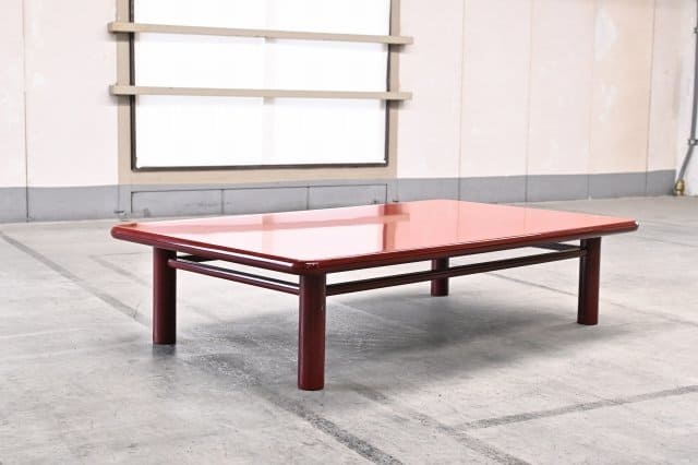 赤いバラデザインの漆塗り座卓 赤い花模様の座卓 漆塗り - メルカリ