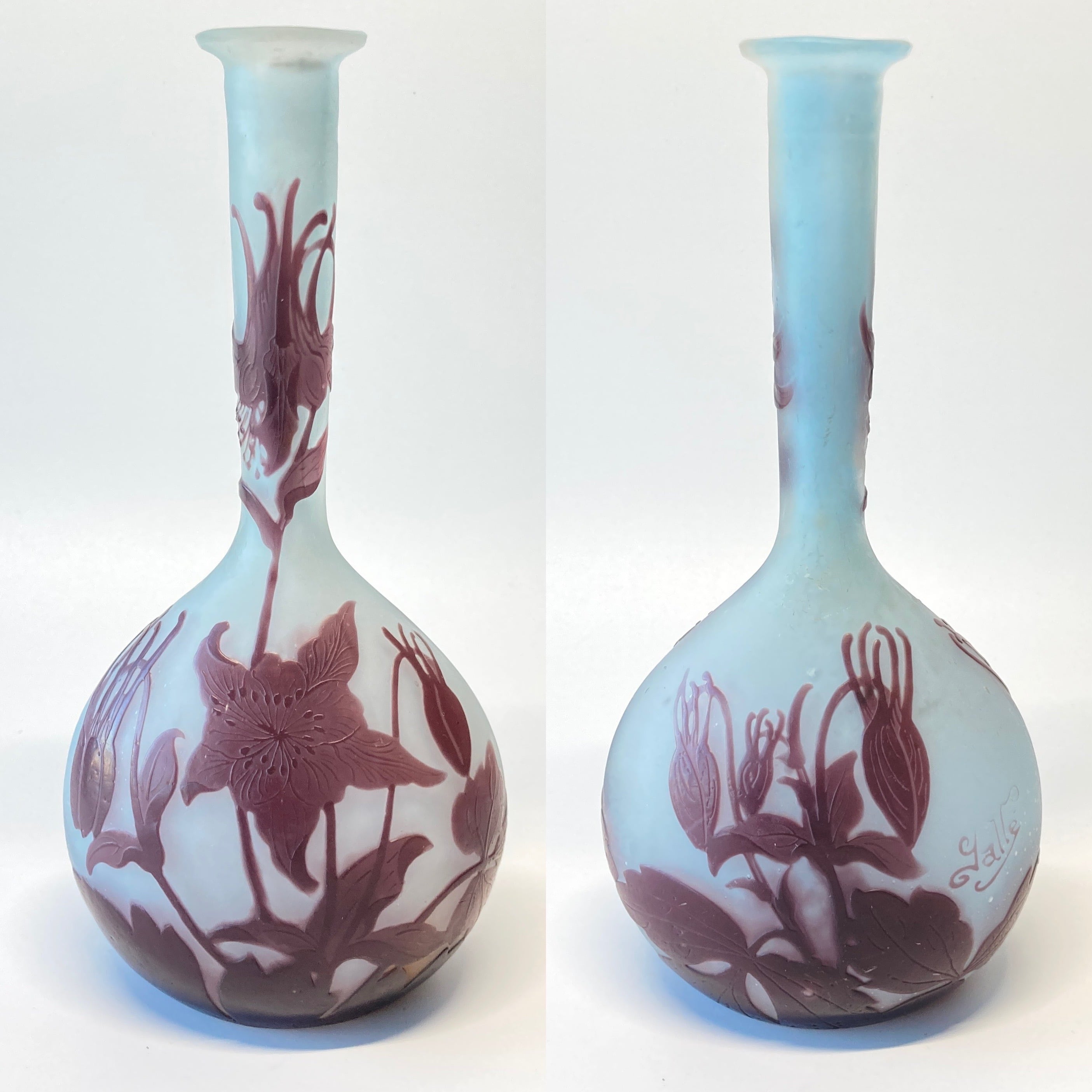 エミールガレ 鶴首型 照明 高さ24cm 被せガラス エミールガレ鶴首型