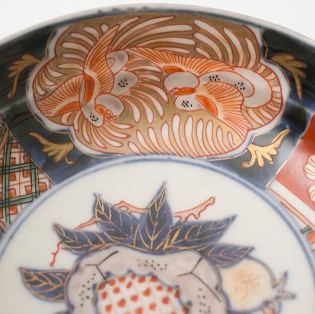 NBK99 伊万里？獅子 色絵皿 伊万里印判獅子7寸皿5枚組 大皿 antique