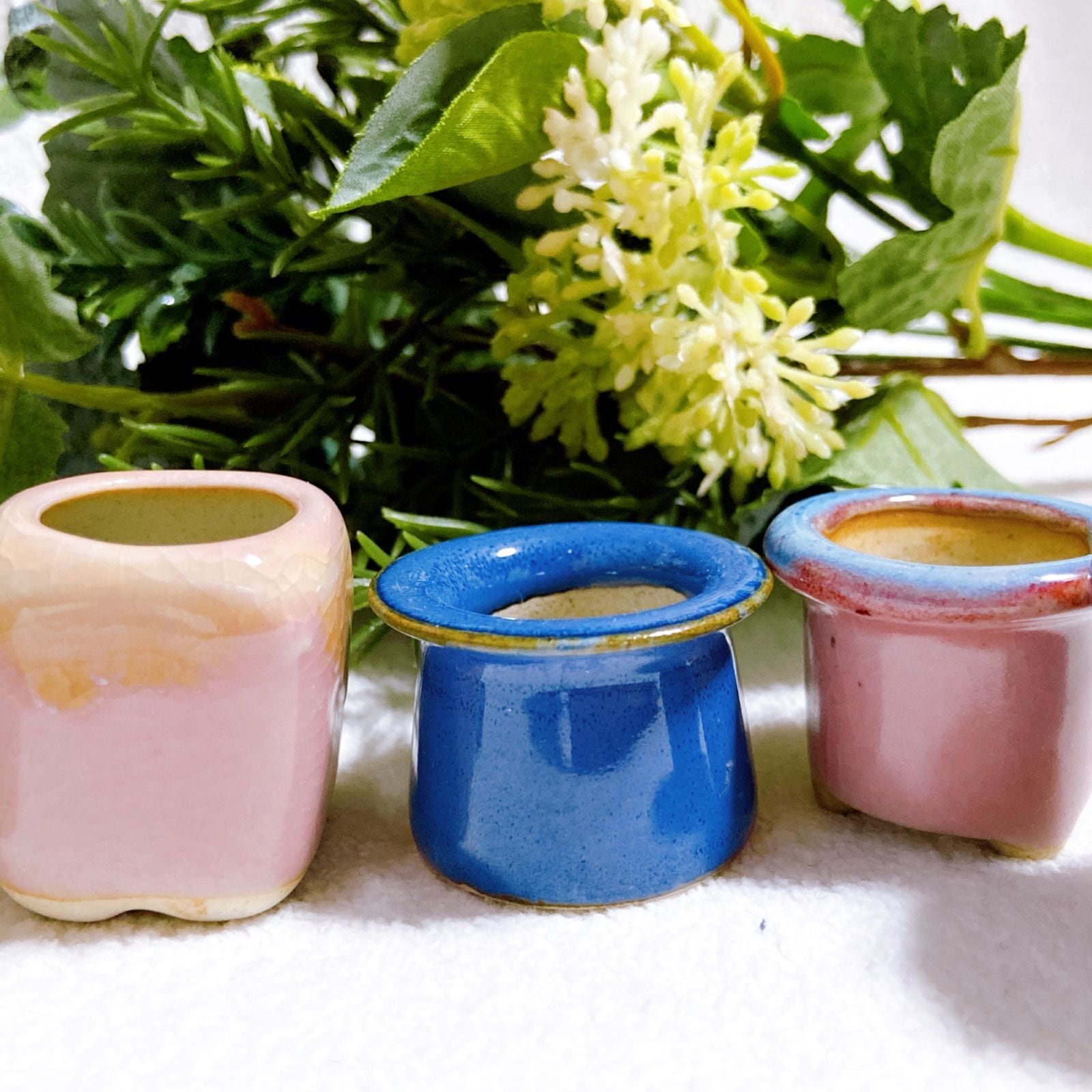 お得アソート 陶器製植木鉢 5点セット】 豆盆栽やコケ盆栽などに！ 苔