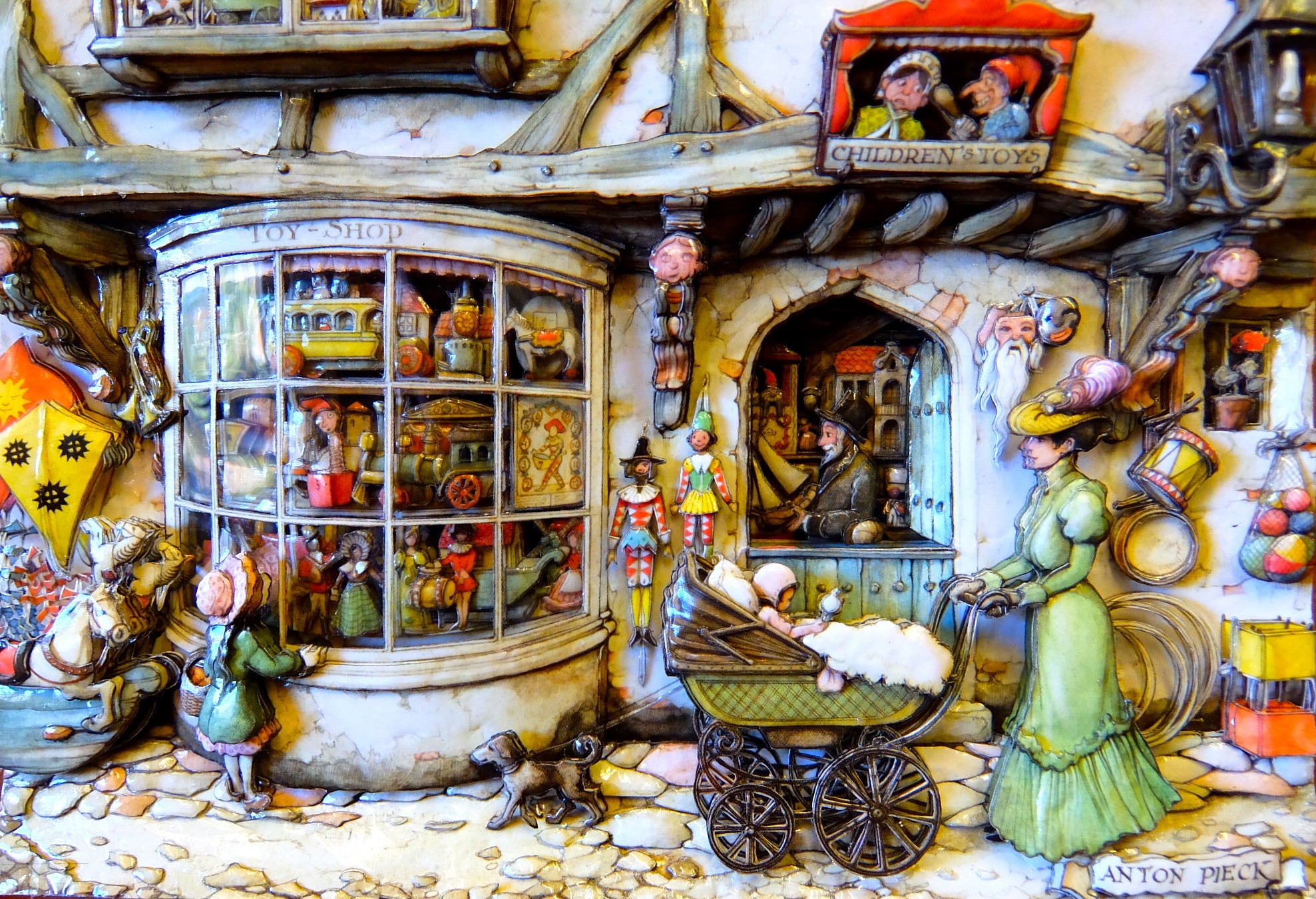 希少 アントン・ピック シャドーボックス 額装 壁掛け 3Dアート 立体絵