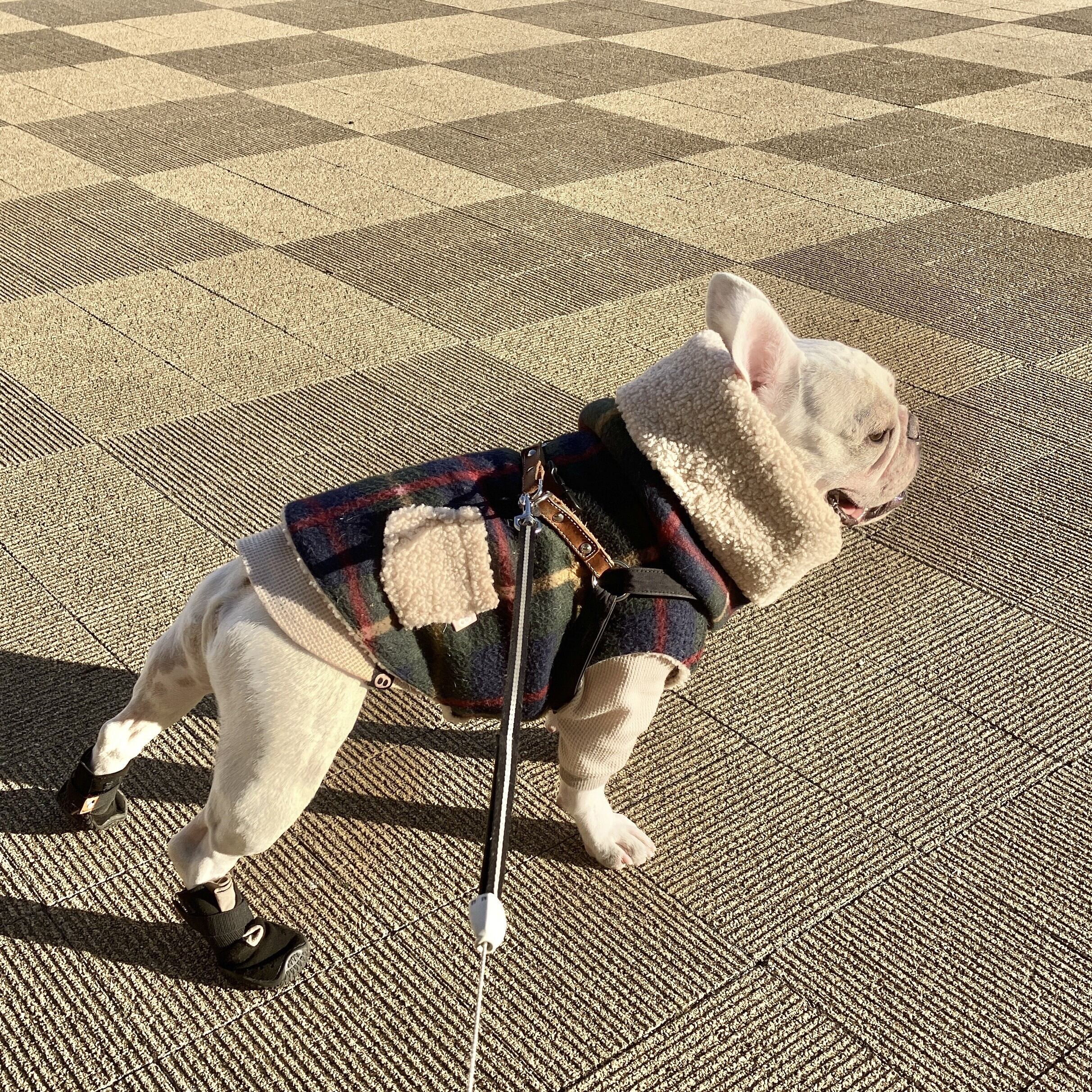 タータンチェック×アルパカボア リバーシブルベスト&スヌード おしゃれ