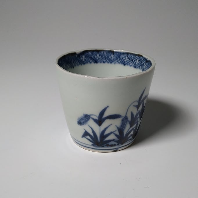 455『赤玉 瓔珞文 蕎麦猪口』 /骨董品 古美術 古玩 アンティーク 目の