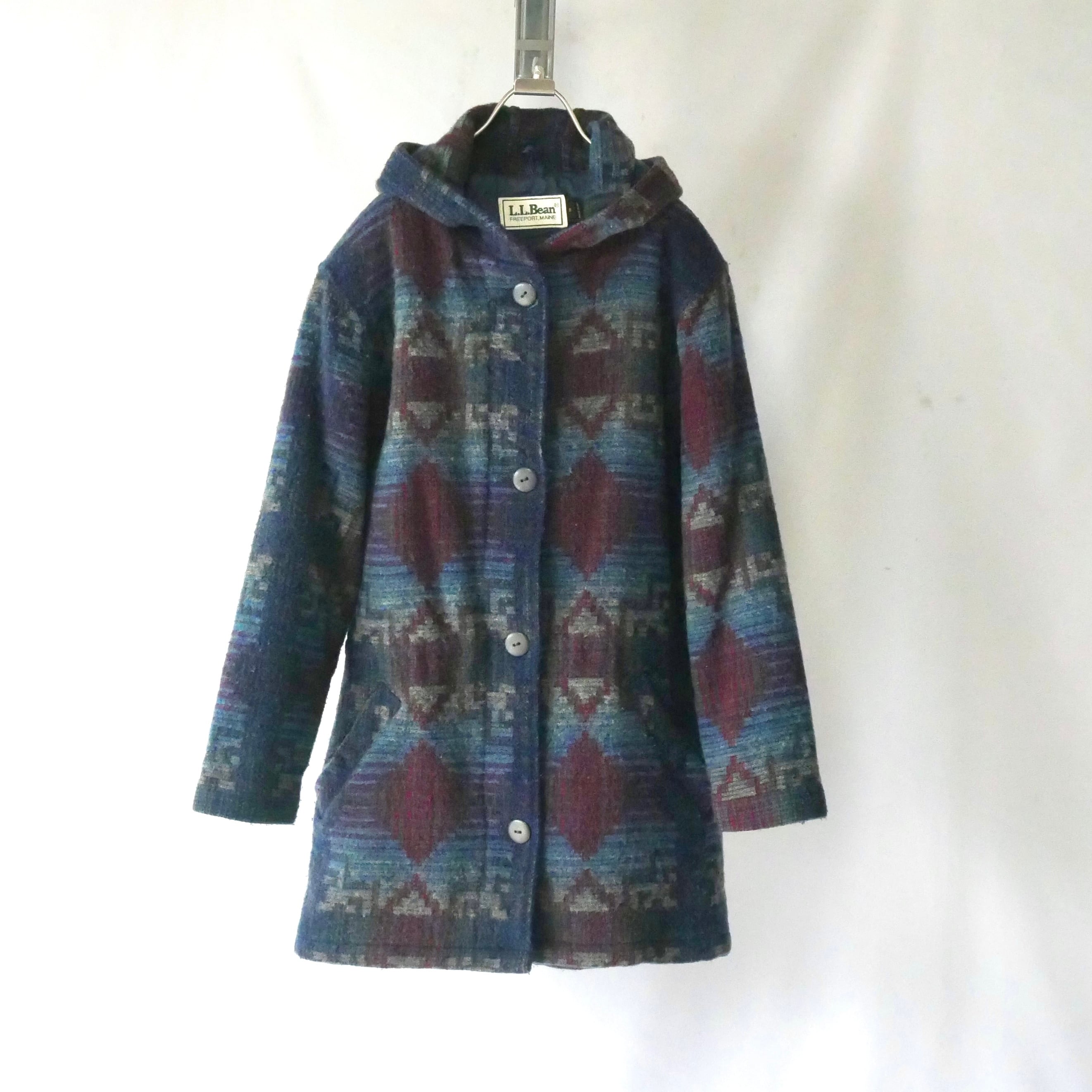 エルエルビーン USA製 ウールジャケット ネイビー 裏地チェック 美品