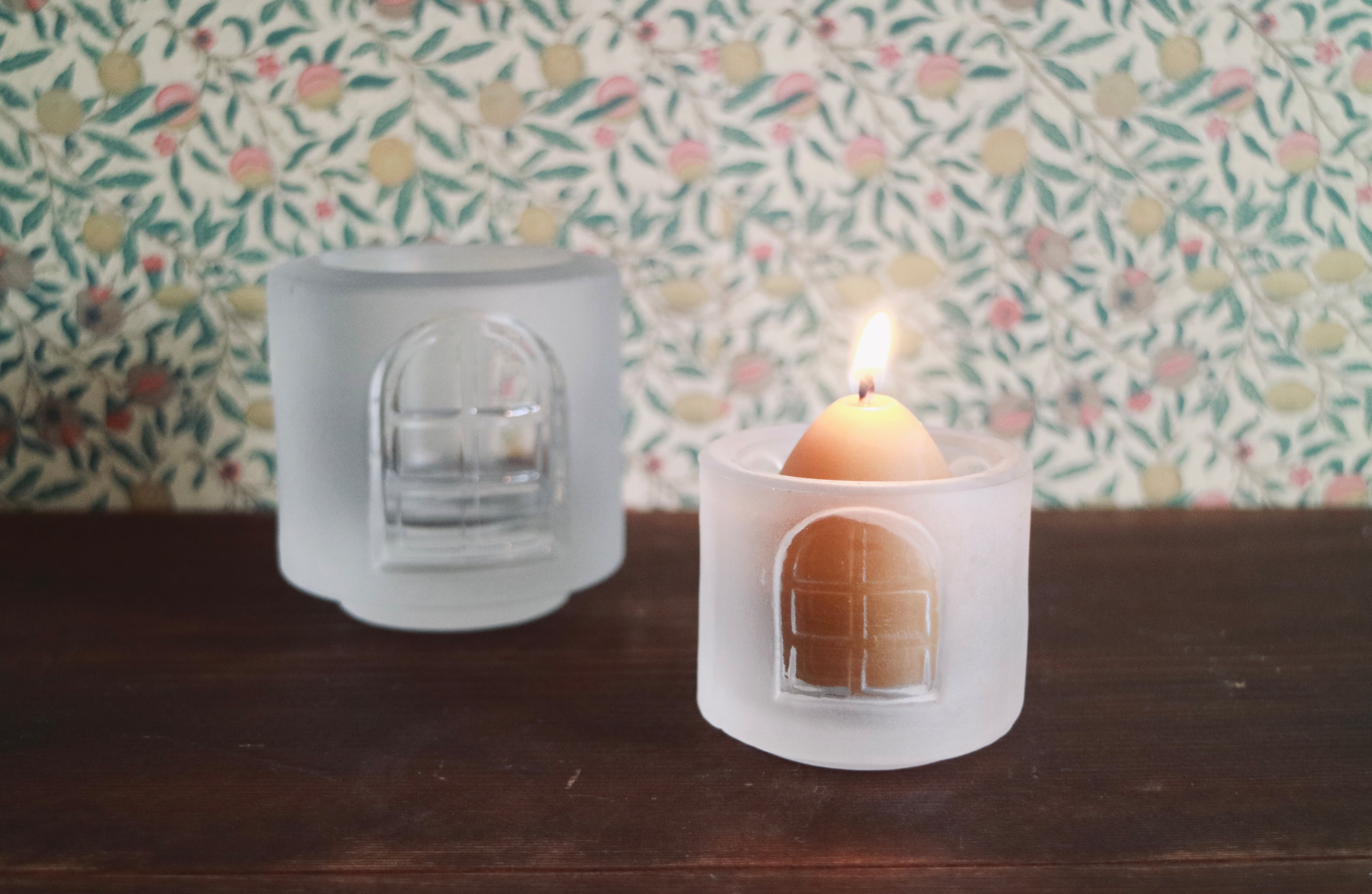 クリスタルキャンドルホルダー ペアとキャンドル二個 セール‼️リード