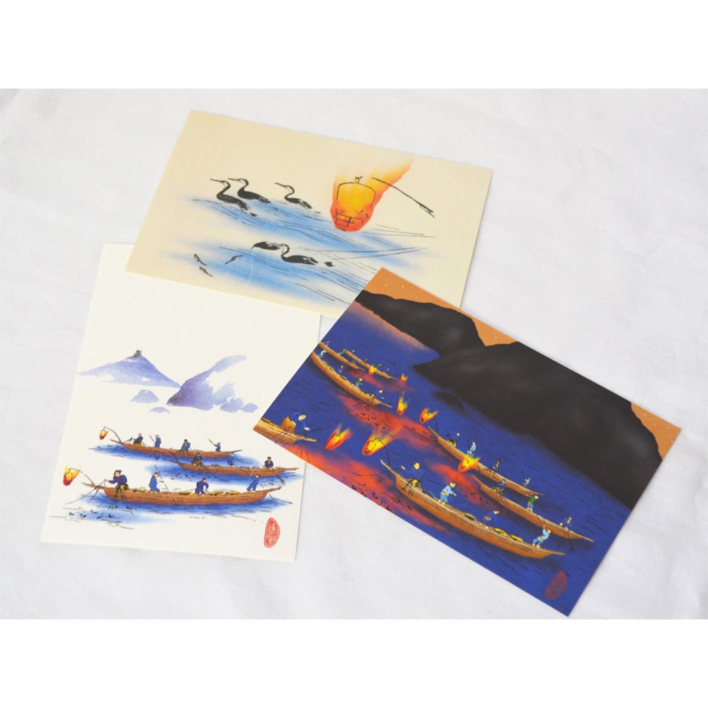 ポストカード 3枚セット【A】 絵はがき／岐阜 鵜飼／長良川／金華山