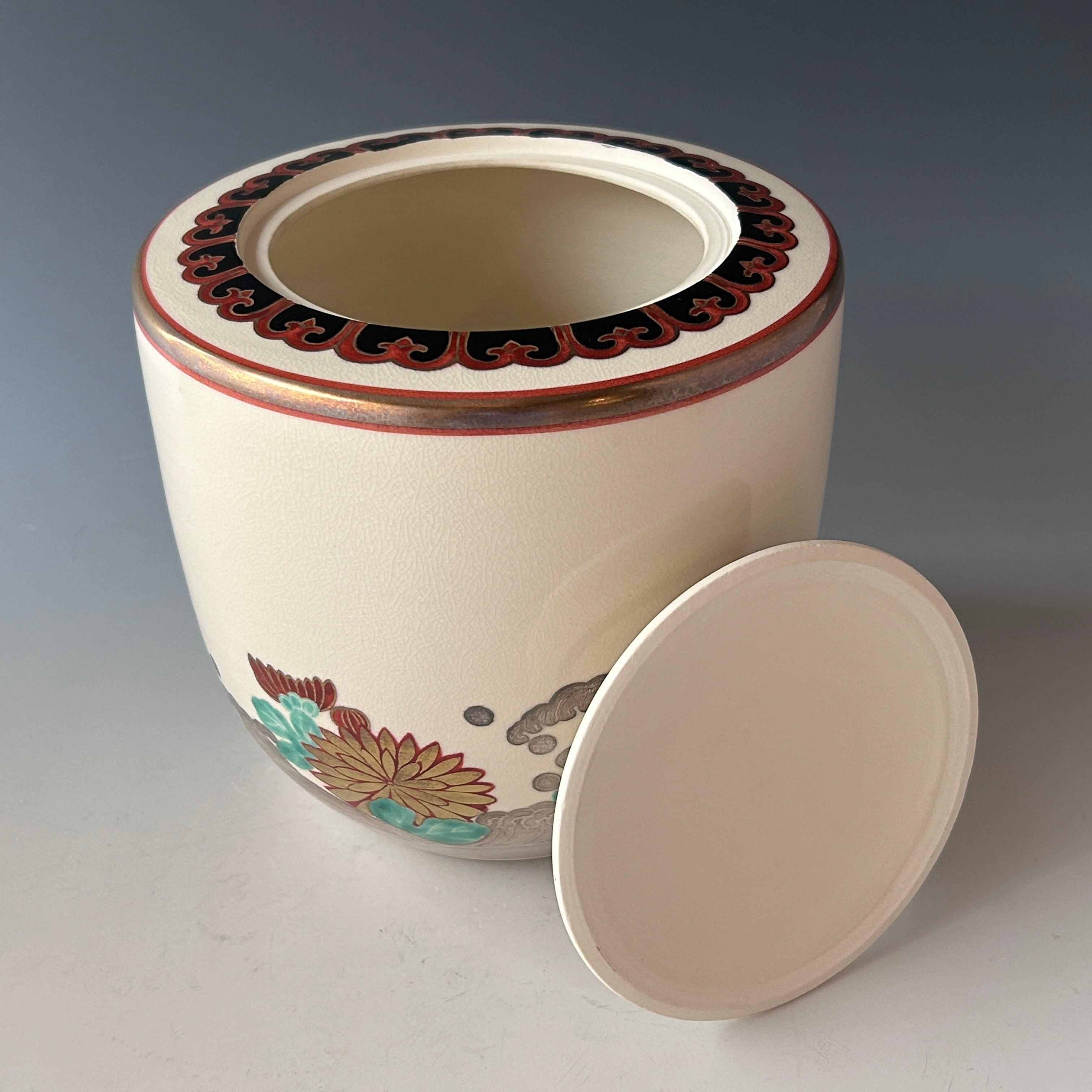 茶道具 京焼 清水焼 橋本城岳造 仁清写 色絵渦巻文 水次 共箱 N7586C