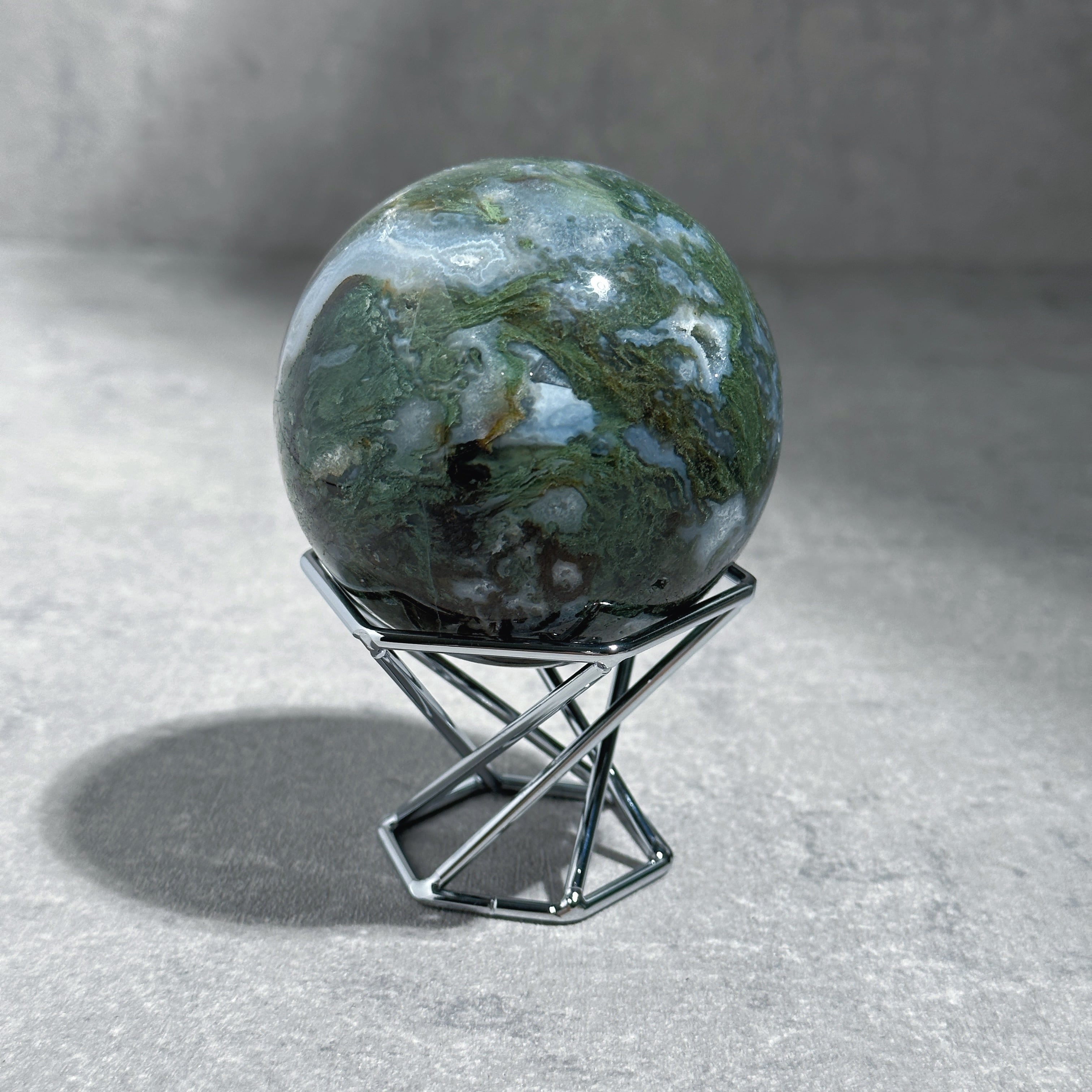 スフィア 台座 シルバー 六角形 | Kamoku［カモク］インテリア天然石