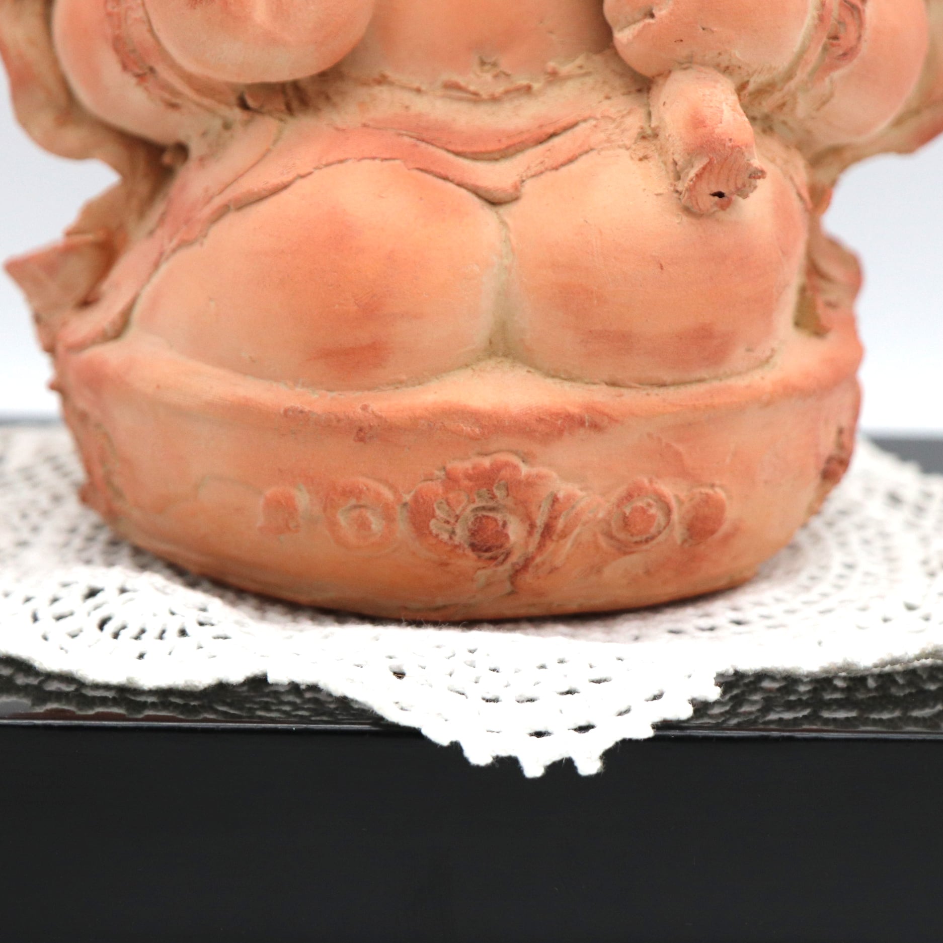 彫刻家・長橋阿久於・『童観音』・仏教美術・骨董品・陶器・共箱付・No