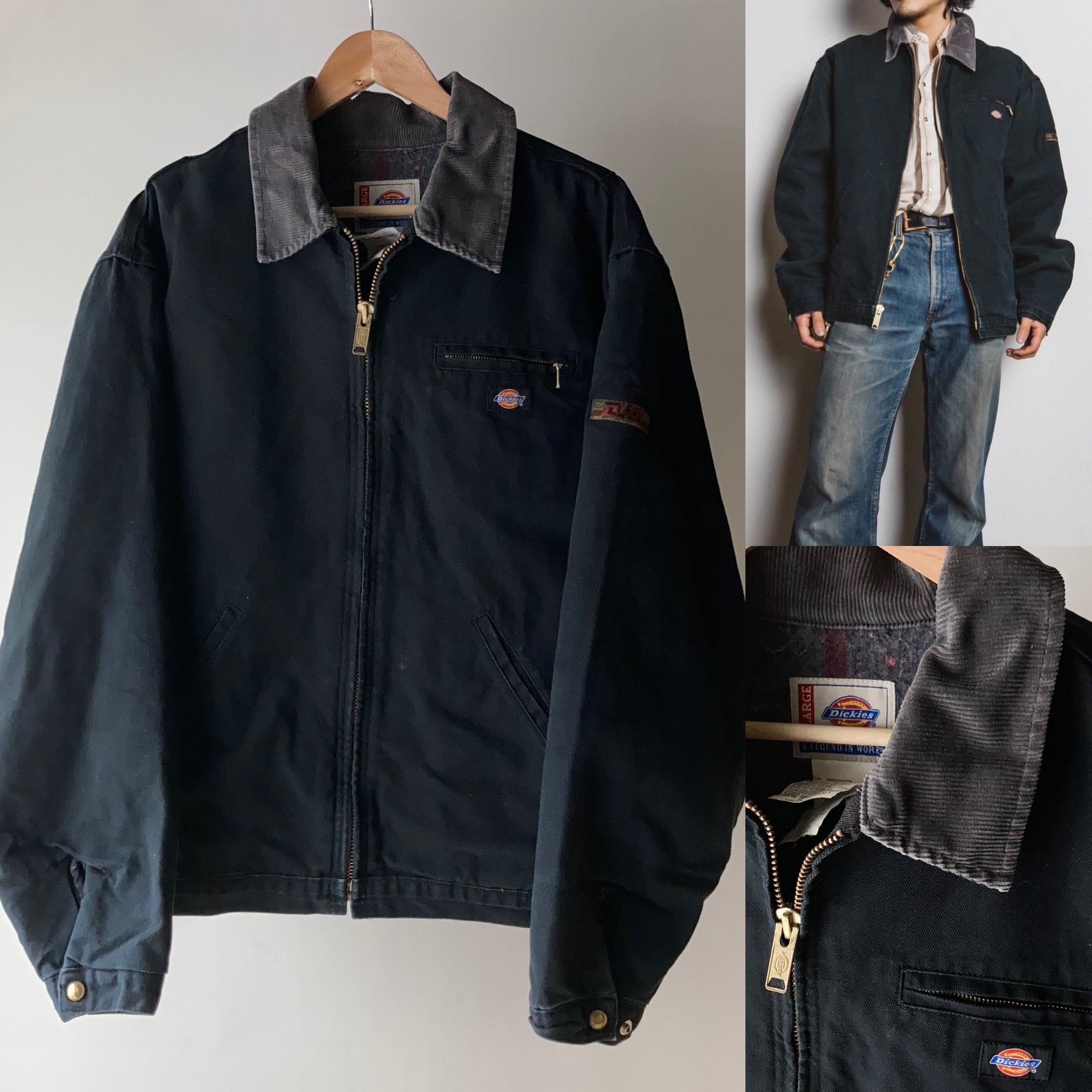 Dickies ダックジャケット 襟コーデュロイ ブラック【1113A02