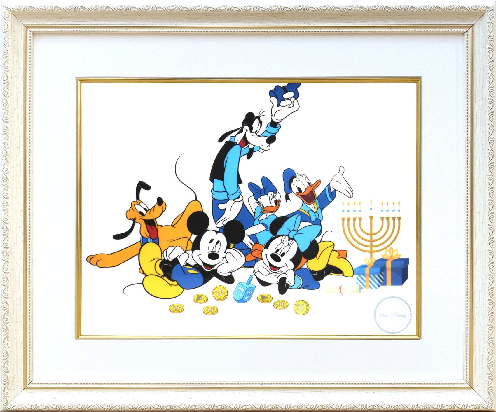 ディズニー セル画「ハヌカー ミッキー&ミニー」額縁2種選択可 展示用