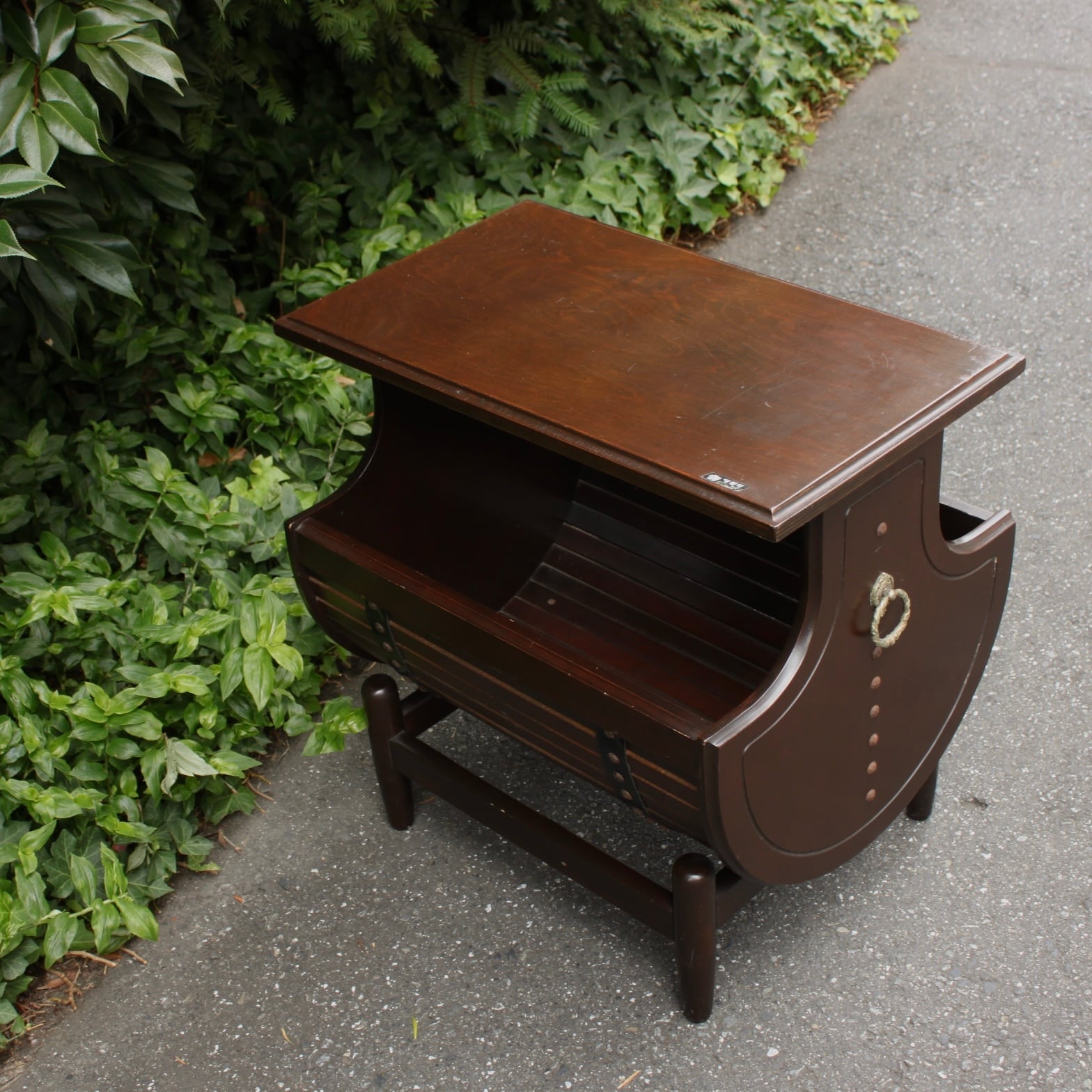 カリモク】コロニアル サイドテーブル マガジンラック 美品 オールド