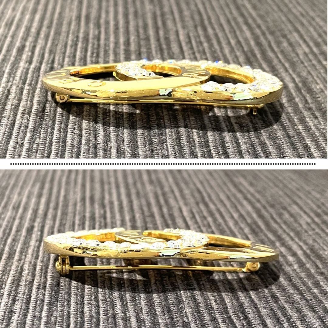 CELINEセリーヌ ブローチ サークルロゴ ゴールド フランス製